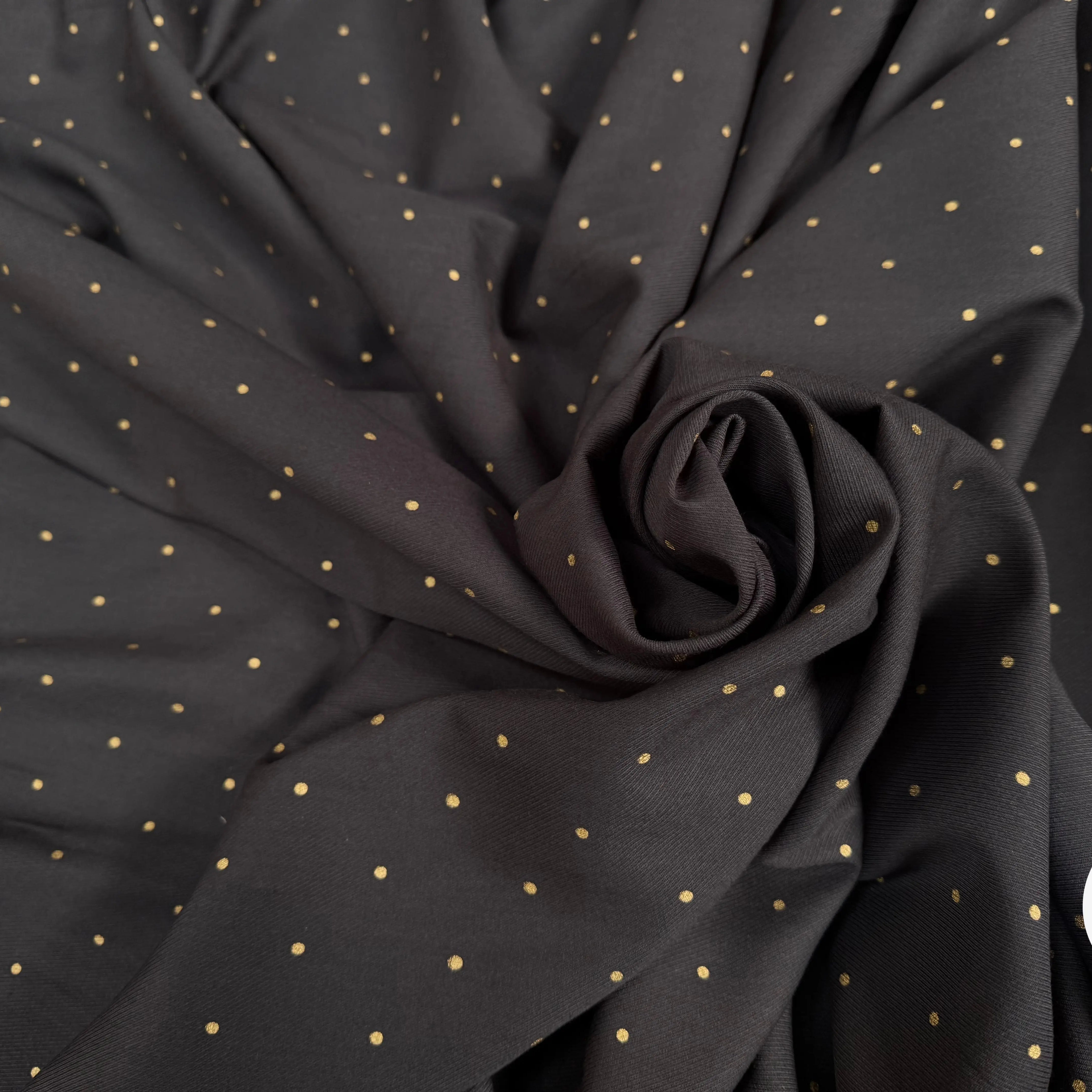 SERGÉ DE COTON NOIR POIS OR - My Little Coupon