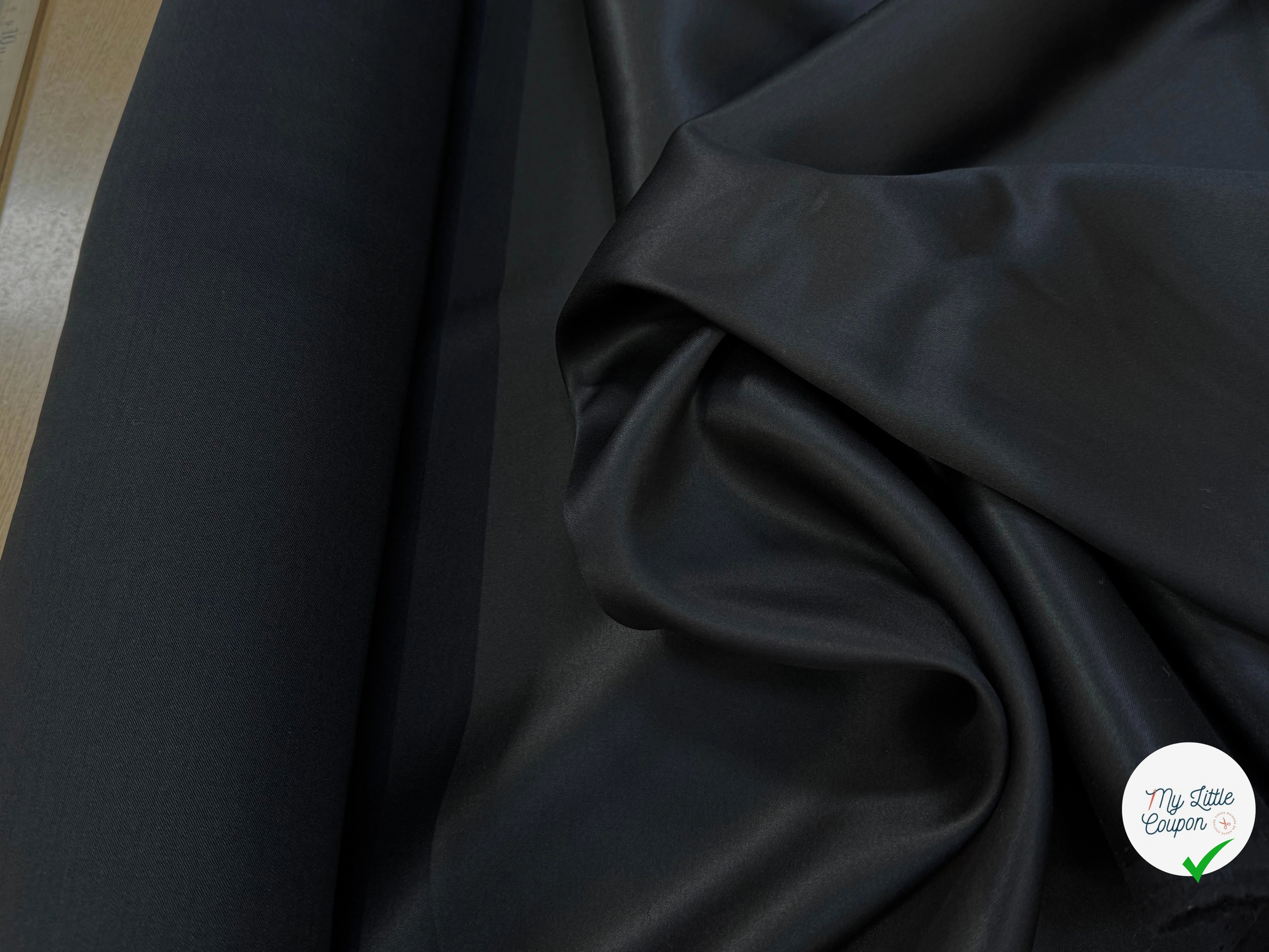 SERGÉ DE LAINE ENVERS SATIN BELLE TENUE NOIR STRETCH - My Little Coupon