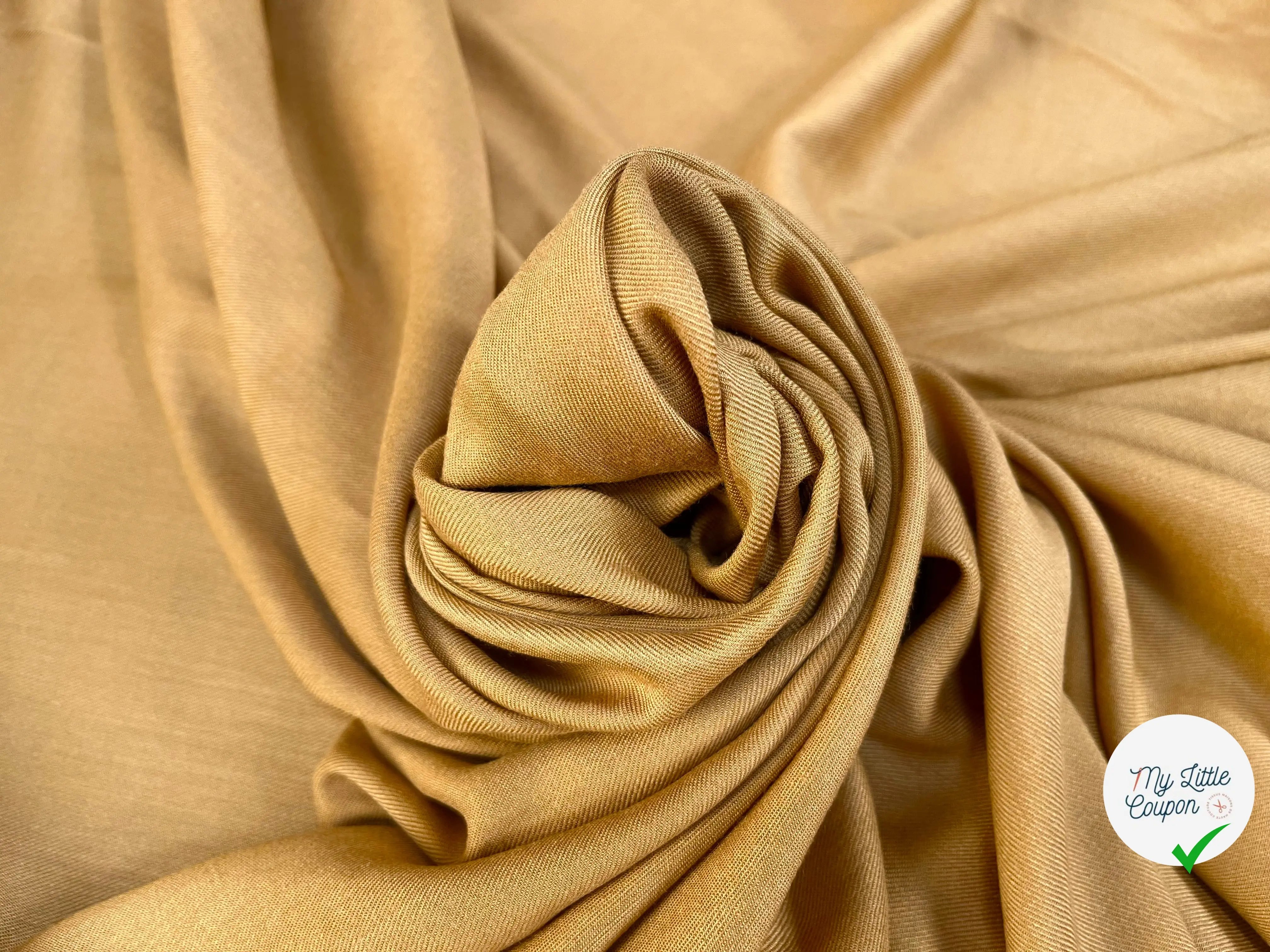SERGÉ DE VISCOSE LAINE MARRON FAUVE - My Little Coupon