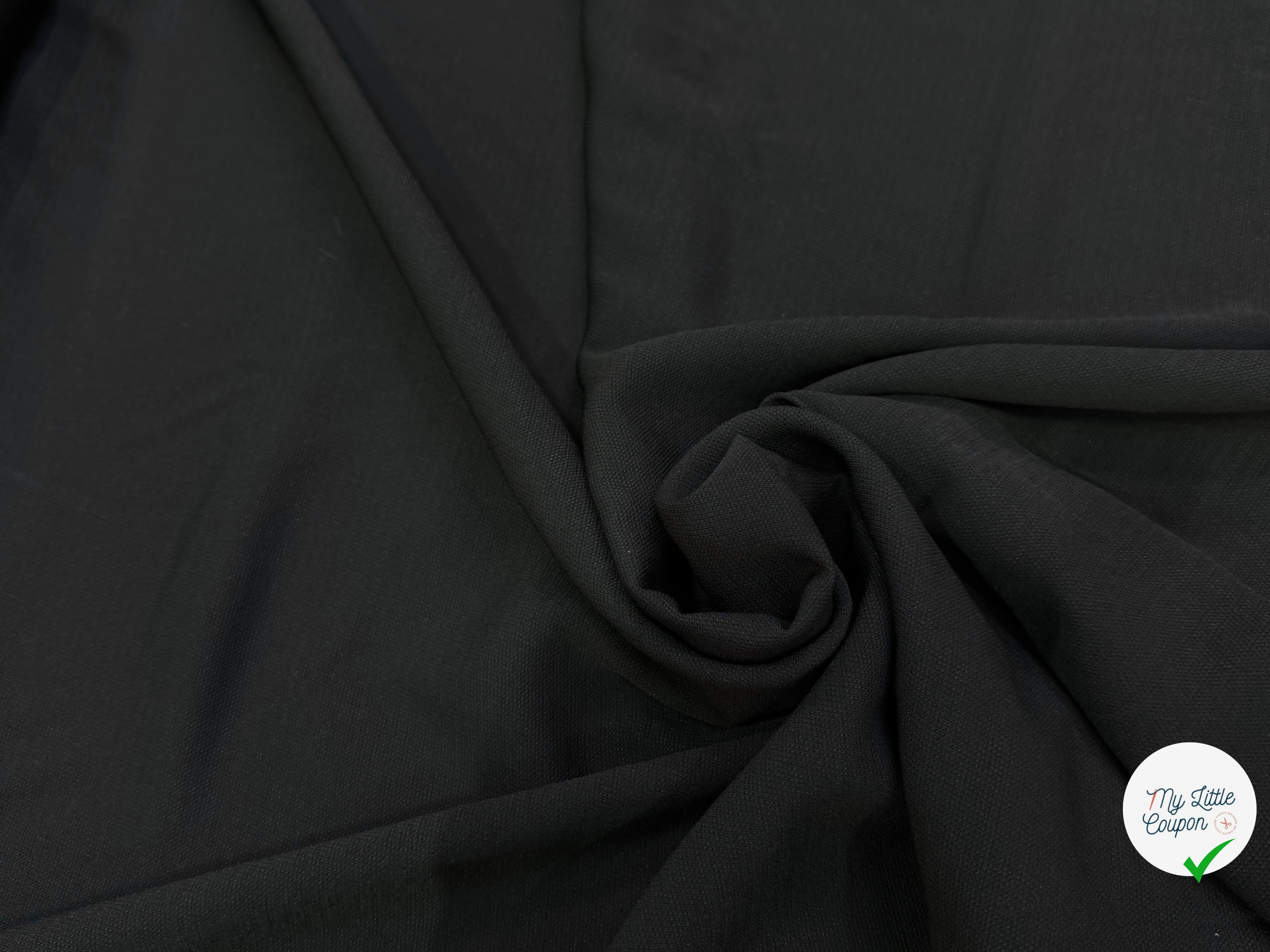 SERGÉ POLYVISCOSE TOMBÉ LOURD NOIR - My Little Coupon