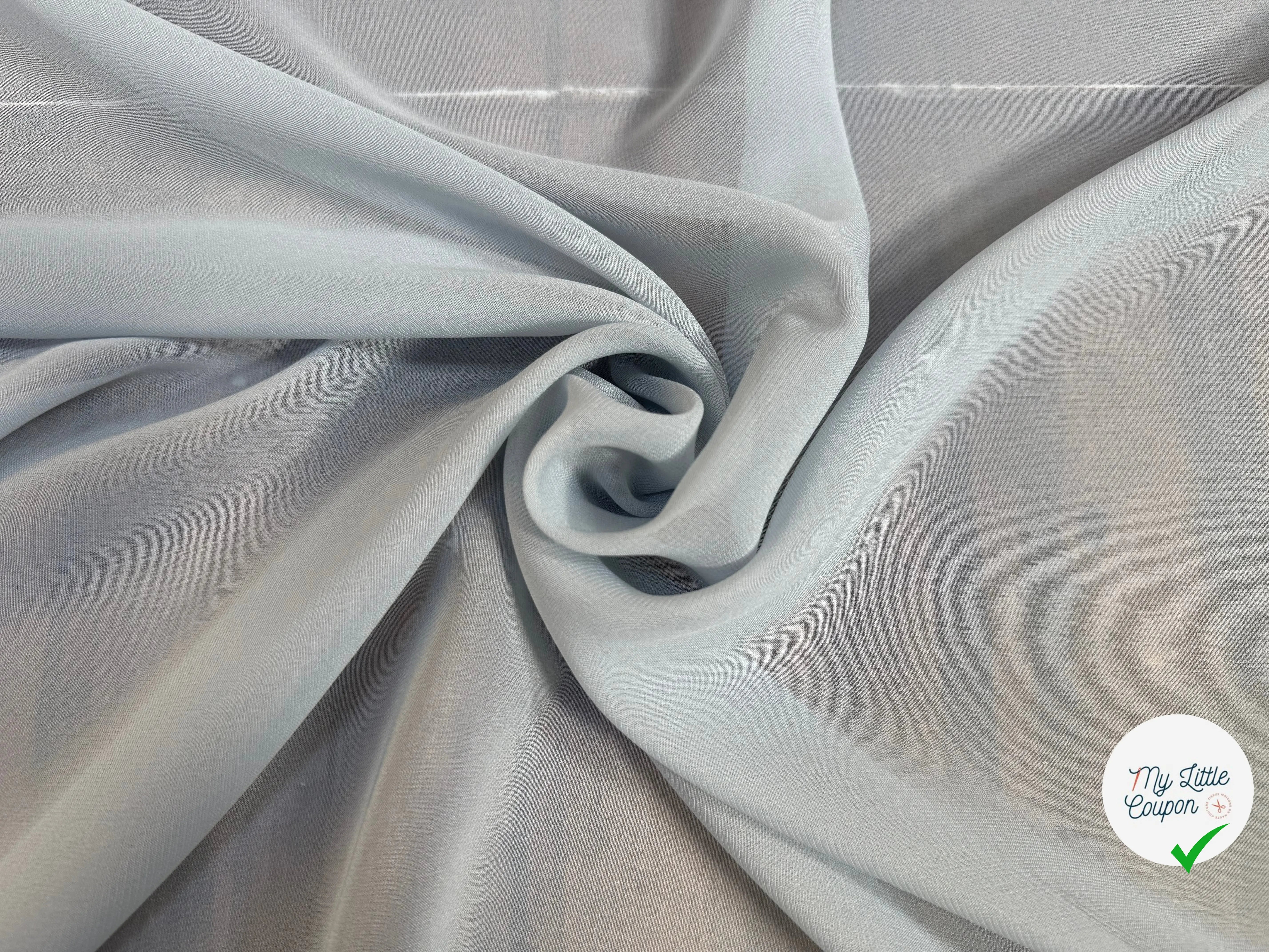 SILK MIX GEORGETTE, Softy blue, 20% soie - My Little Coupon