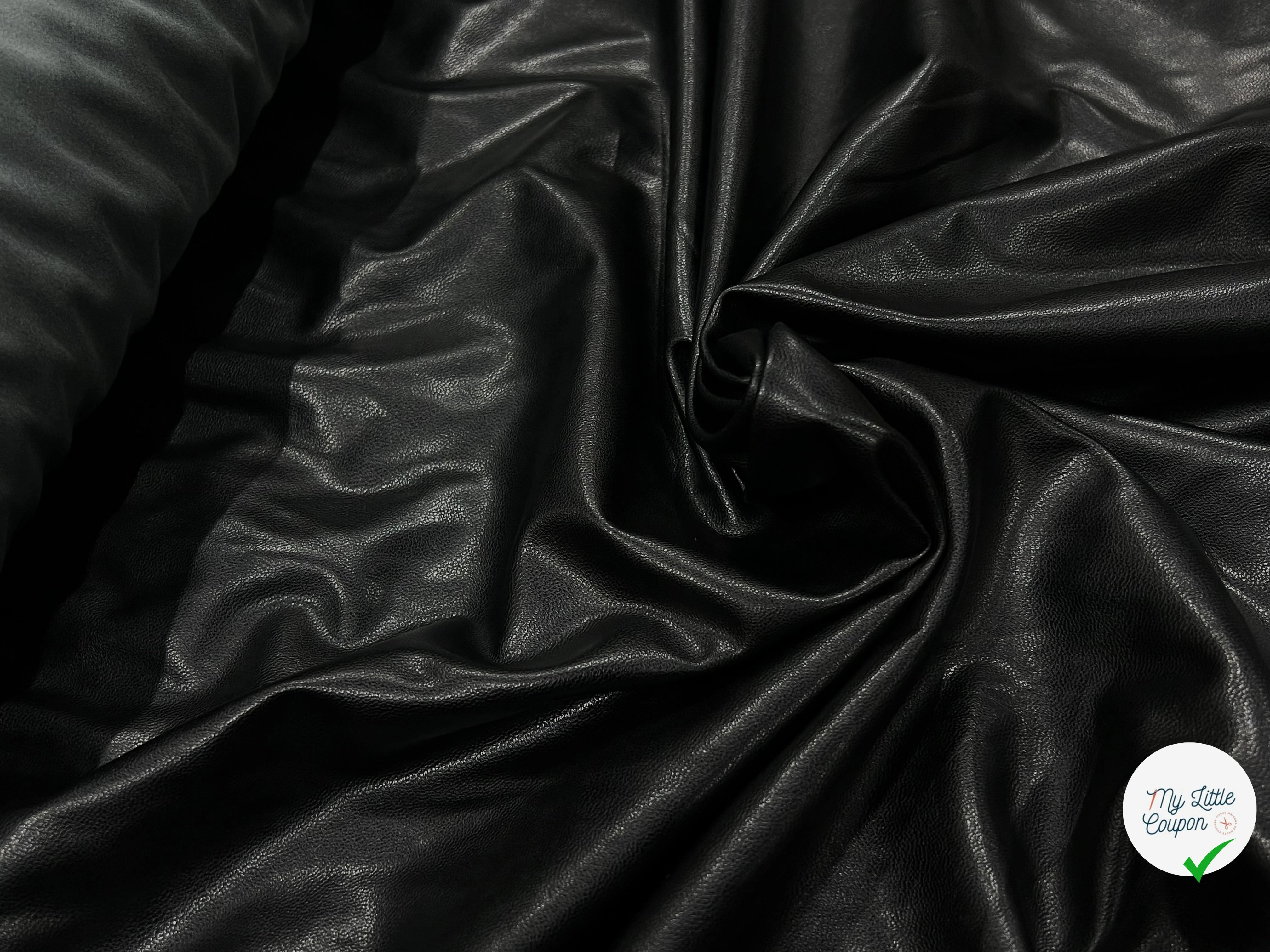 SIMILI CUIR NOIR STRETCH NOIR 140CM SOUPLE - My Little Coupon