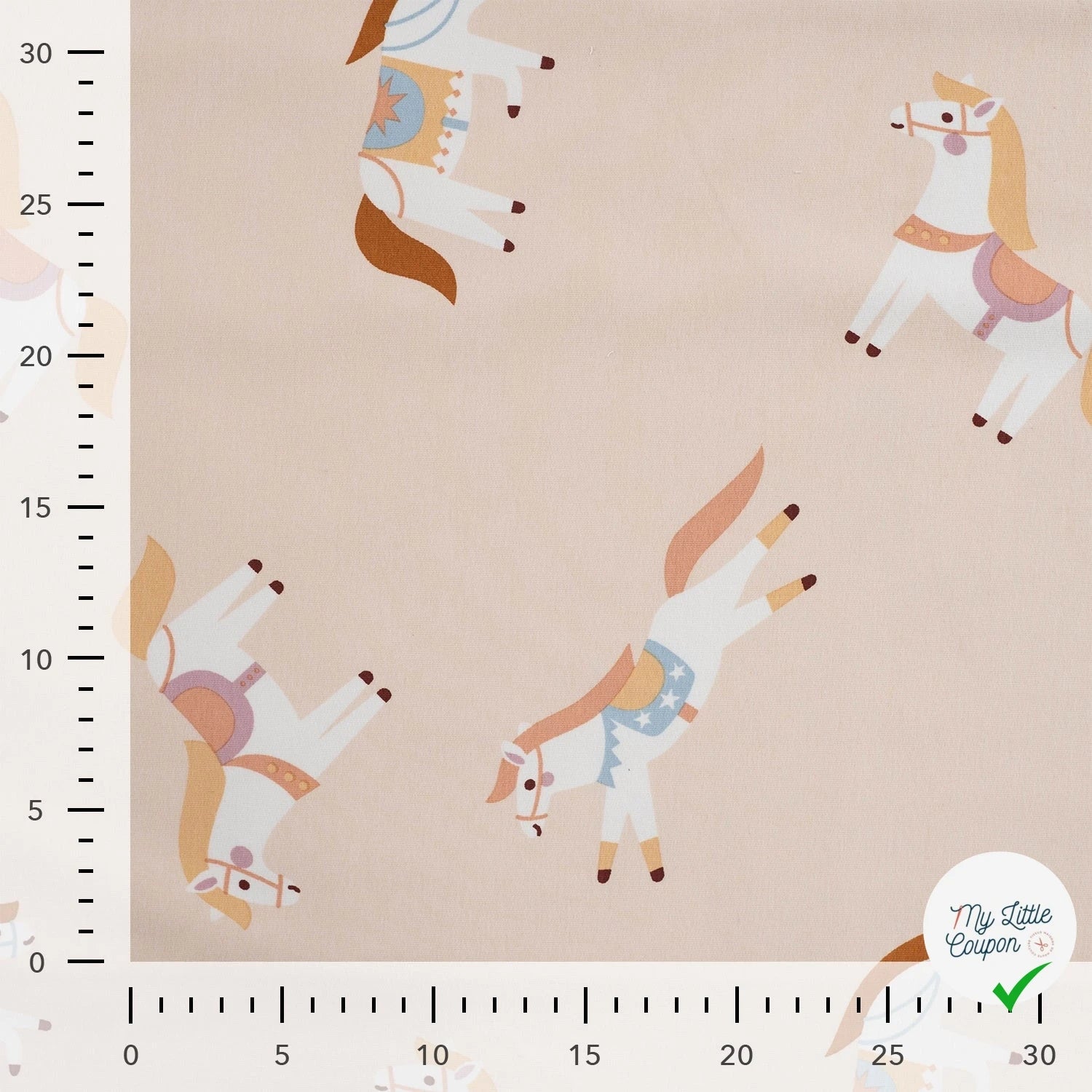 SWEAT FRENCH TERRY IMPRIMÉ CHEVAUX FOND SABLE PLAGE - My Little Coupon