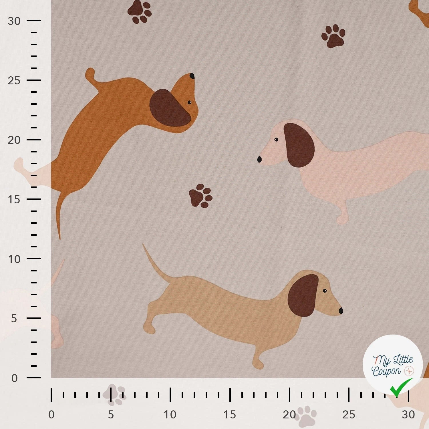 SWEAT FRENCH TERRY IMPRIMÉ TECKELS FOND SABLE - My Little Coupon