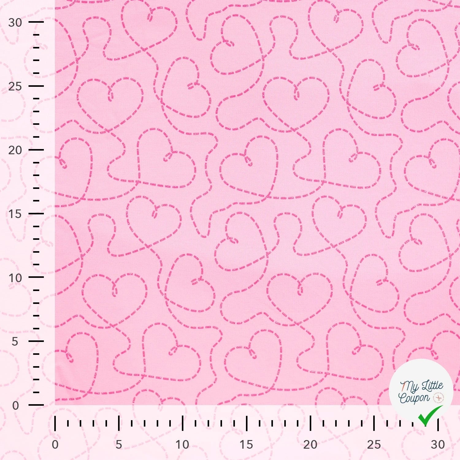 SWEAT FRENCH TERRY PAILLETÉ IMPRIMÉ CŒURS FOND POUDRÉ - My Little Coupon