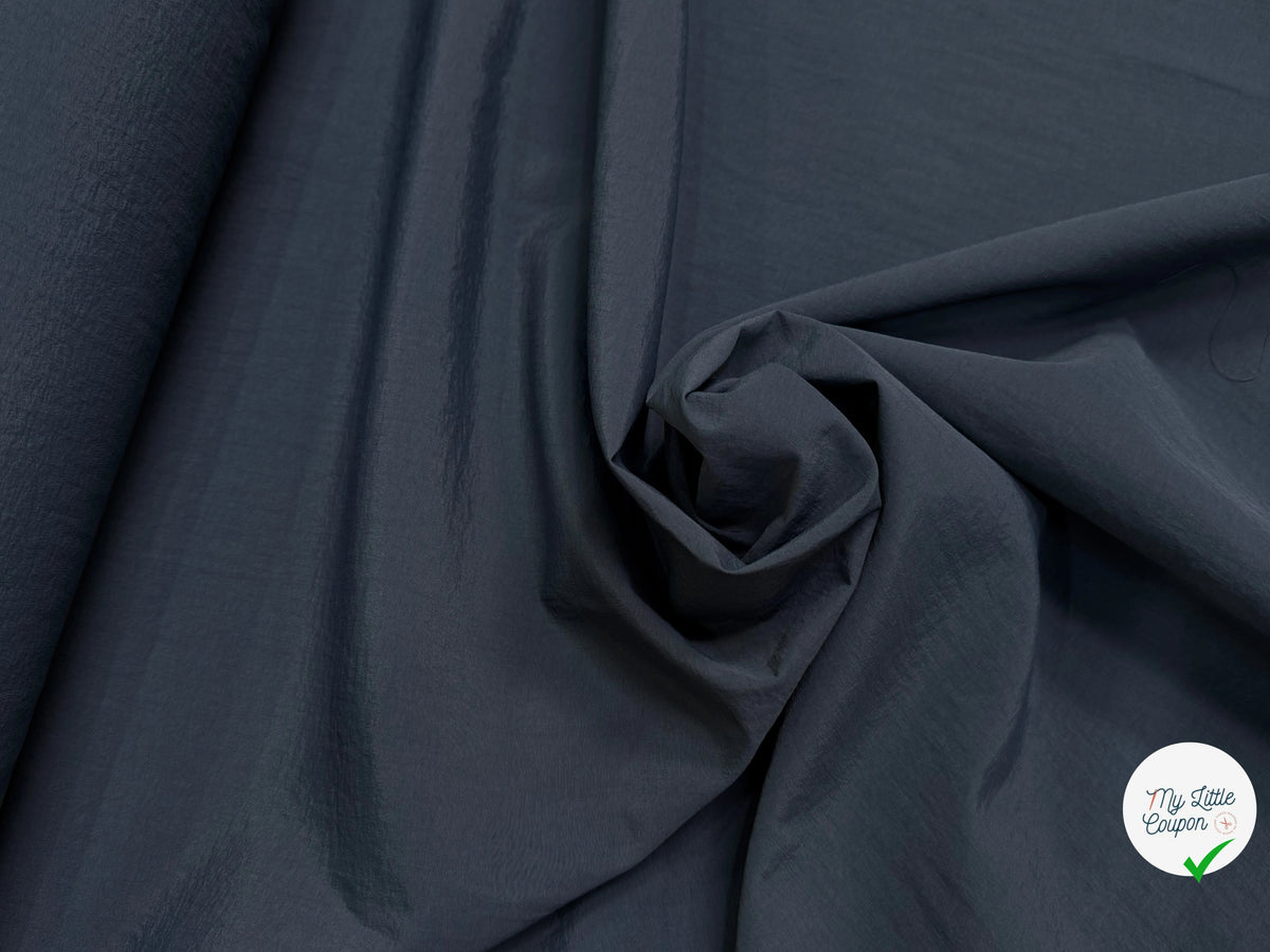 TAFFETAS CRAQUANT TOUCHER FROID BLEU NUIT 100% POLYAMIDE MADE IN ITALY - My Little Coupon
