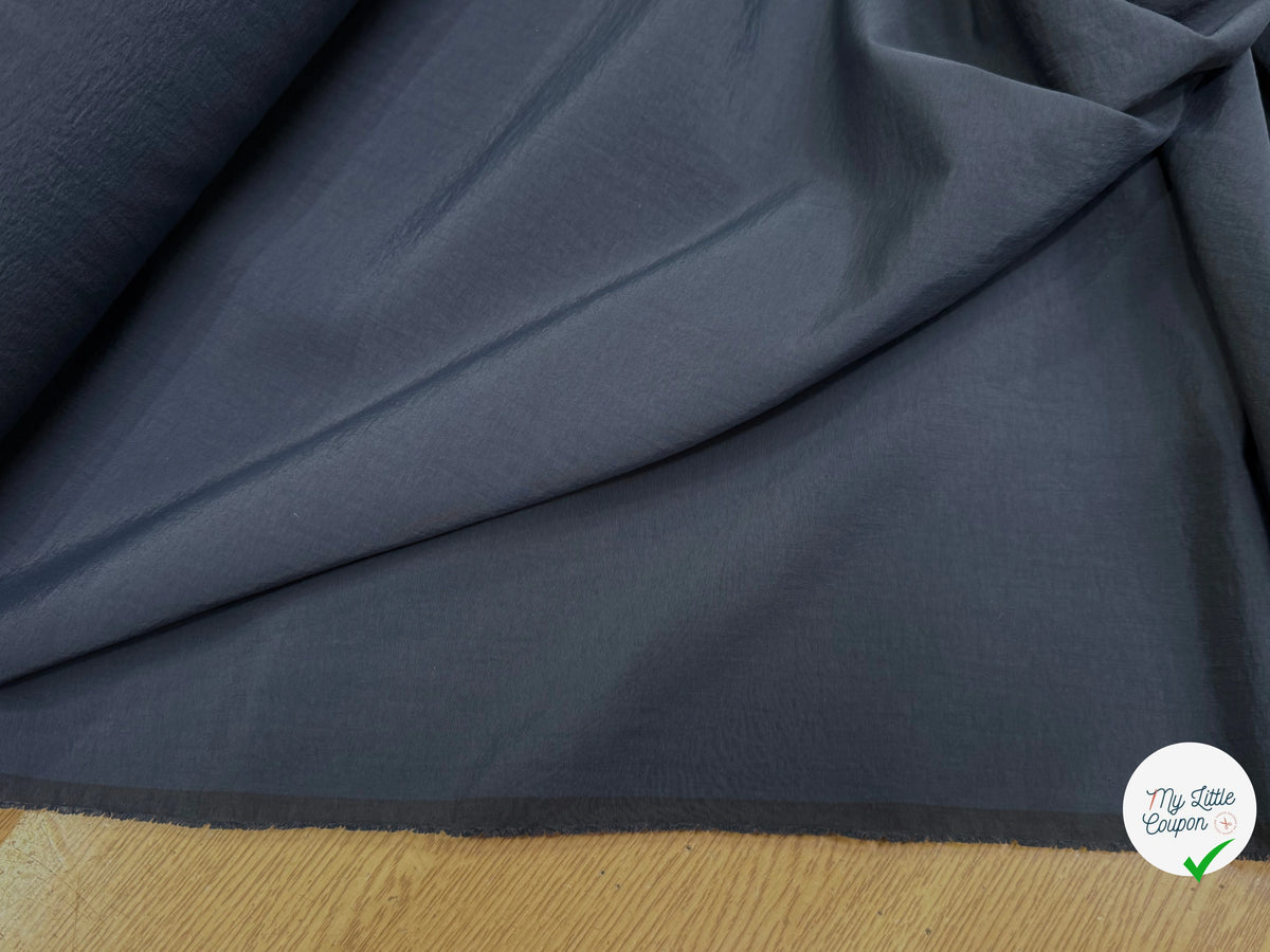 TAFFETAS CRAQUANT TOUCHER FROID BLEU NUIT 100% POLYAMIDE MADE IN ITALY - My Little Coupon