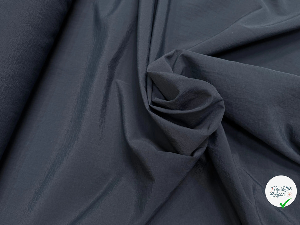 TAFFETAS CRAQUANT TOUCHER FROID BLEU NUIT 100% POLYAMIDE MADE IN ITALY - My Little Coupon