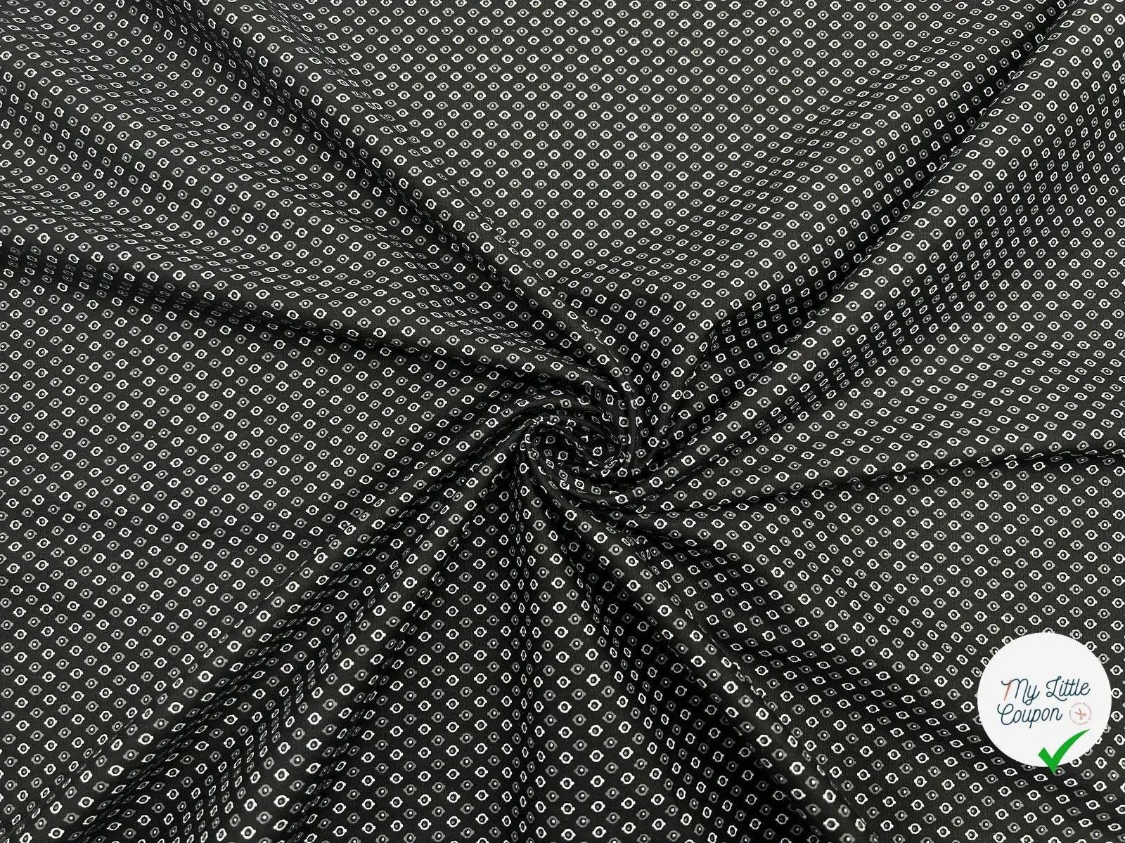 TISSU 100% COTON FERMIÈRE PETITES GOUTTES FOND NOIR - My Little Coupon - tissu - coudre