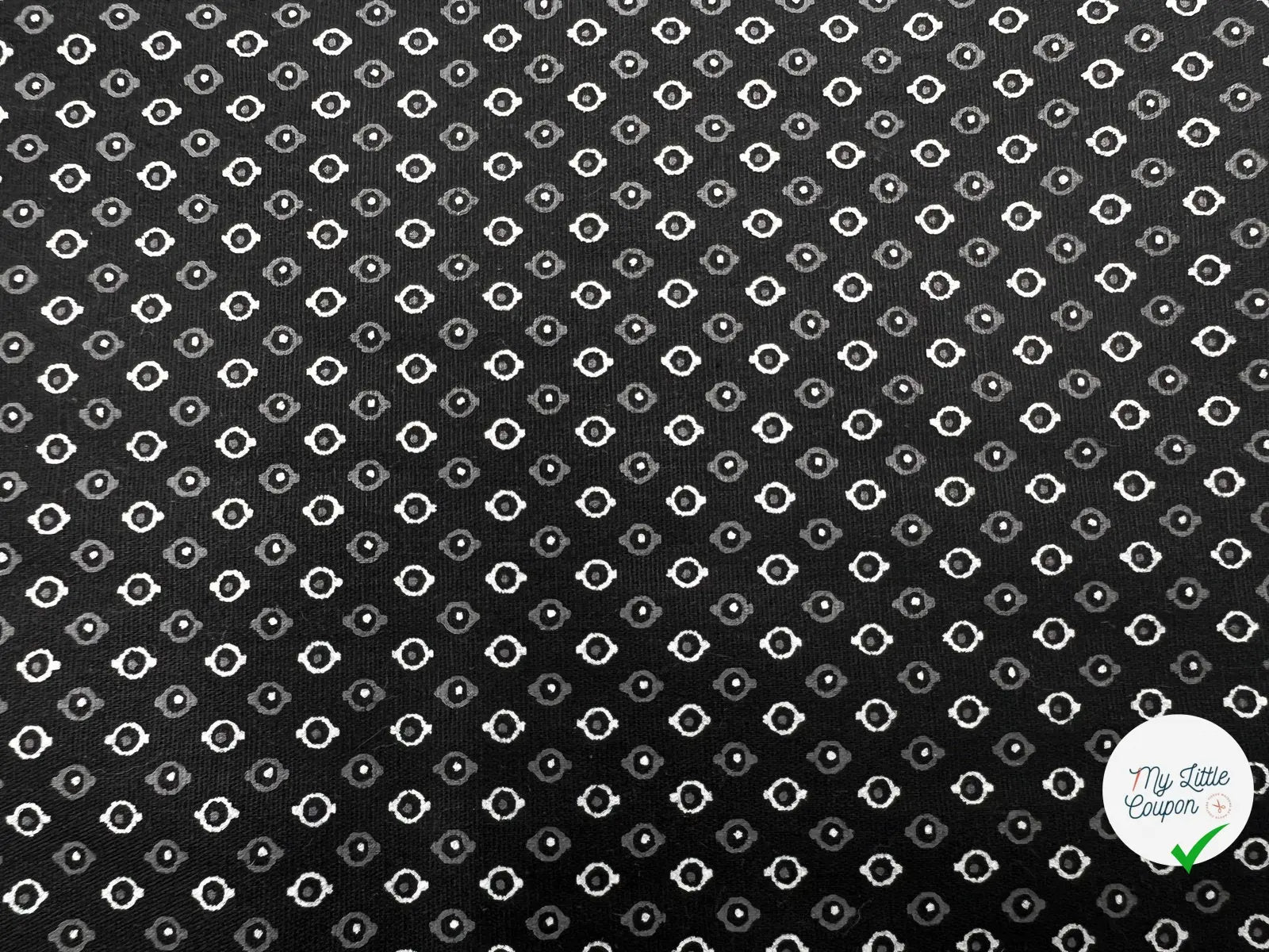 TISSU 100% COTON FERMIÈRE PETITES GOUTTES FOND NOIR - My Little Coupon - tissu - coudre