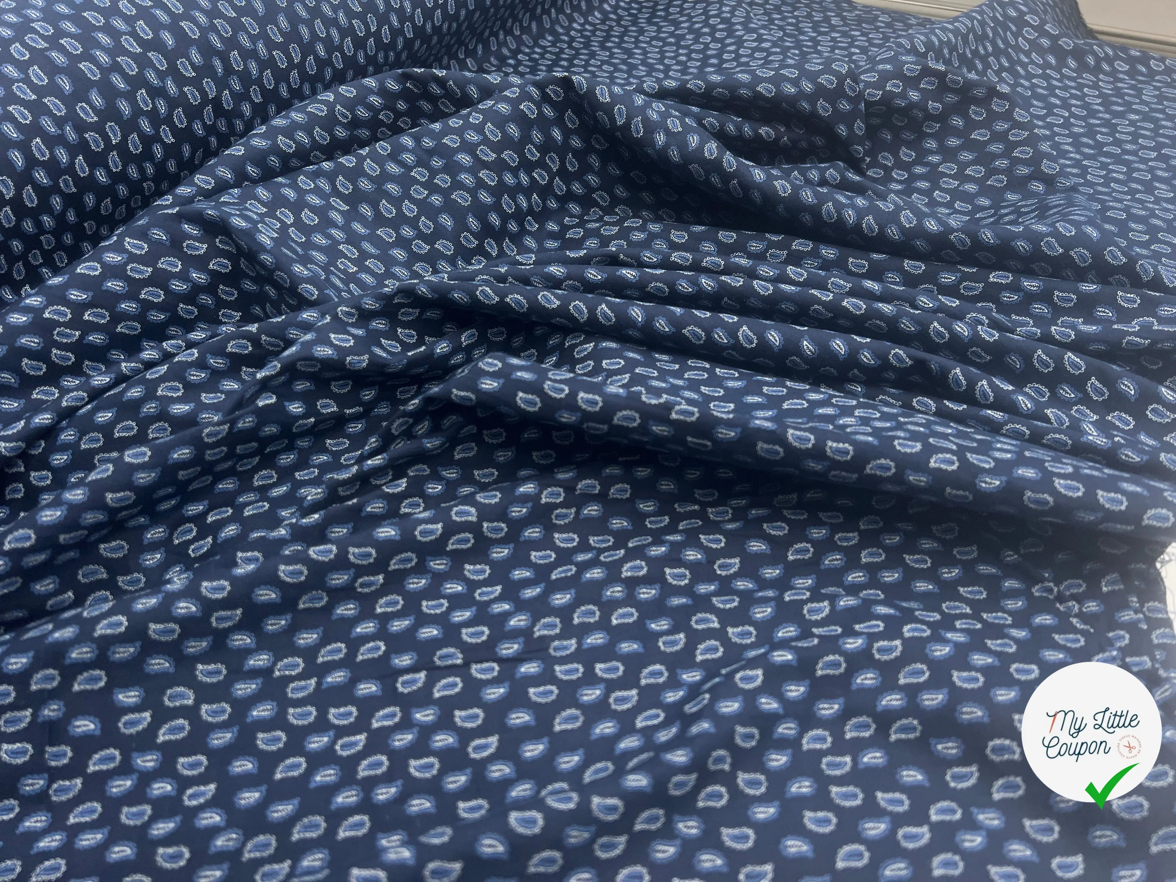 TISSU 100% COTON FERMIÈRE PETITS FEUILLAGES D'UNE NUIT SUR L'OCÉAN - My Little Coupon - tissu - coudre