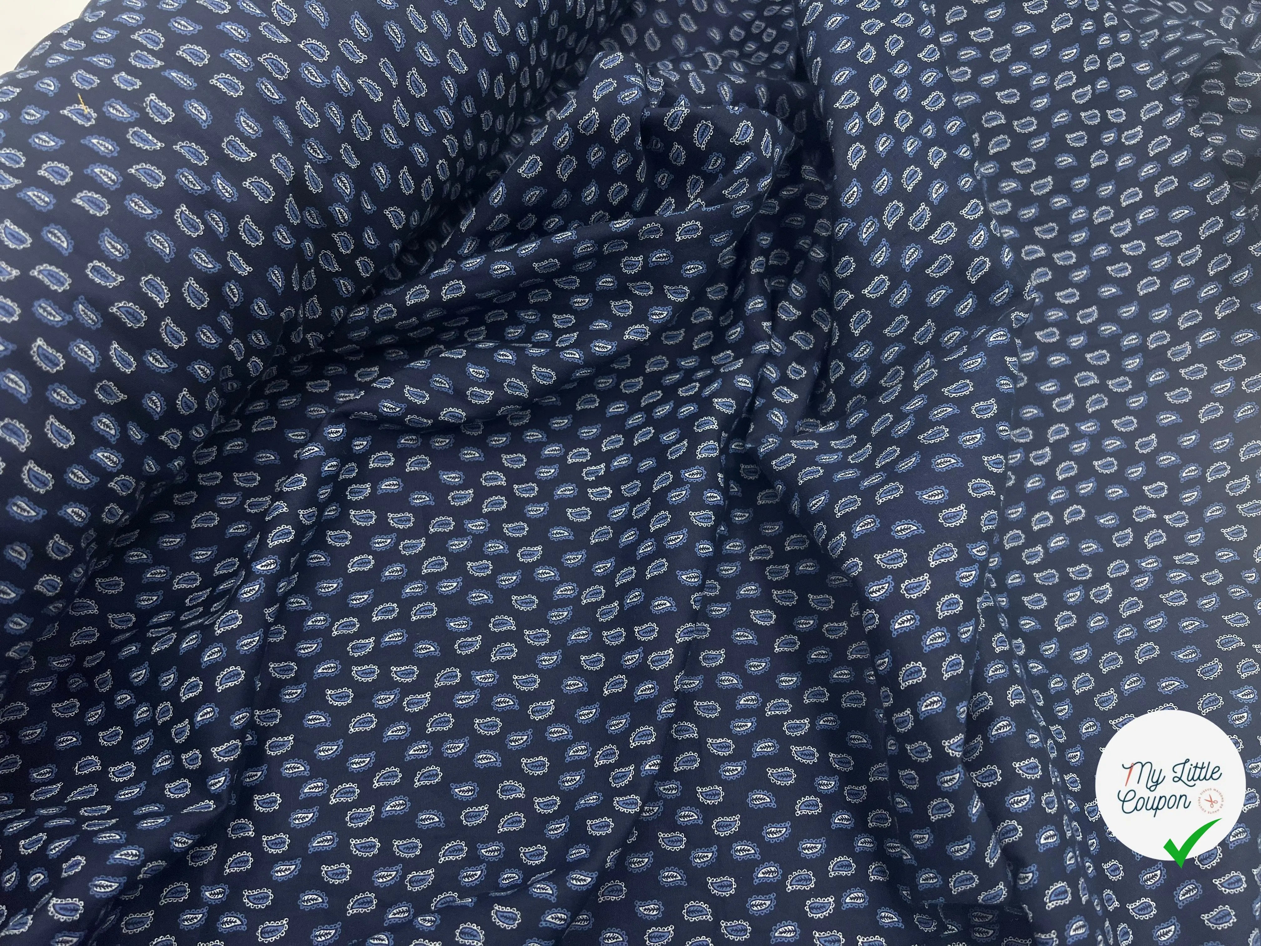TISSU 100% COTON FERMIÈRE PETITS FEUILLAGES D'UNE NUIT SUR L'OCÉAN - My Little Coupon - tissu - coudre