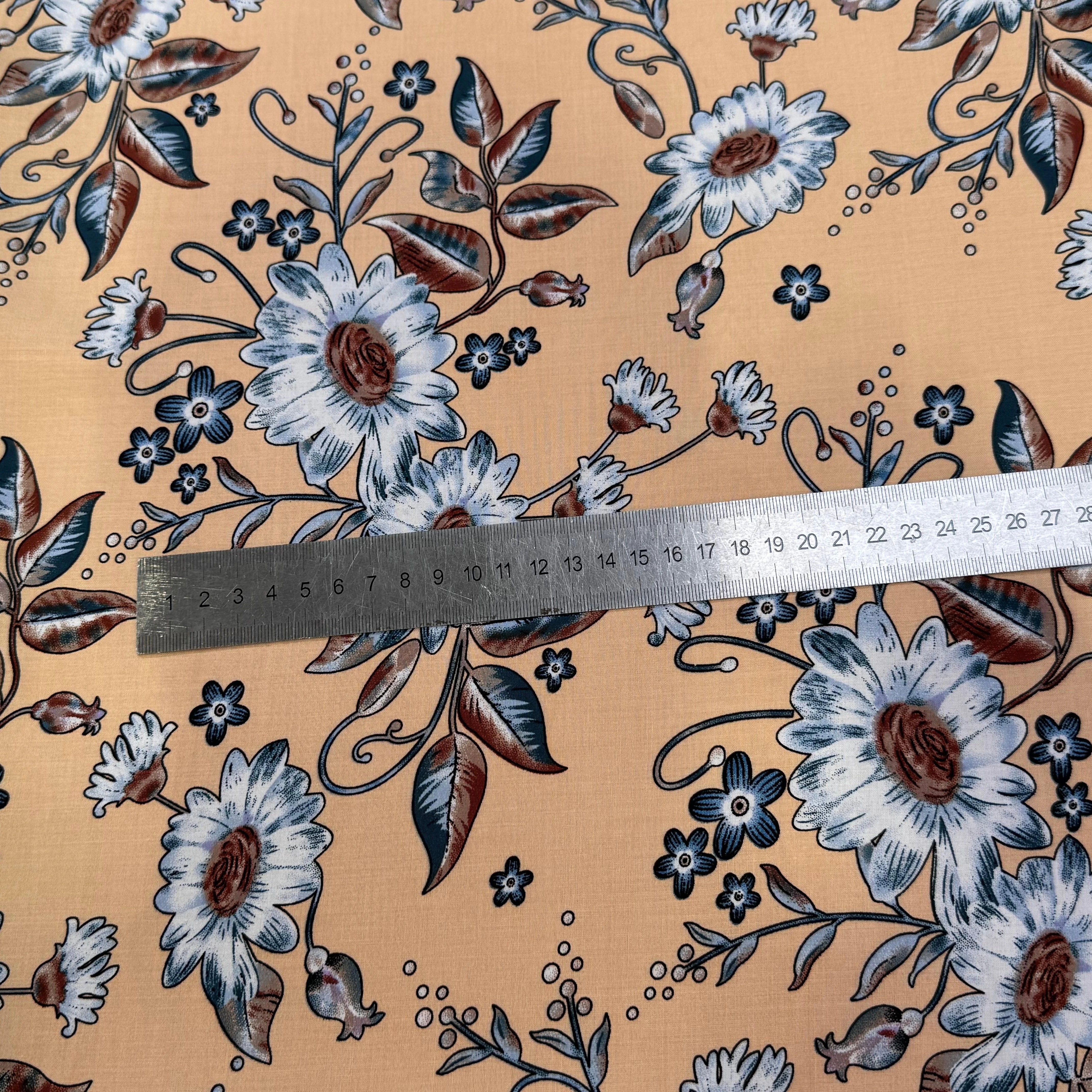 TISSU 100% VISCOSE IMPRIMÉ FOND DOWN ORANGE - My Little Coupon