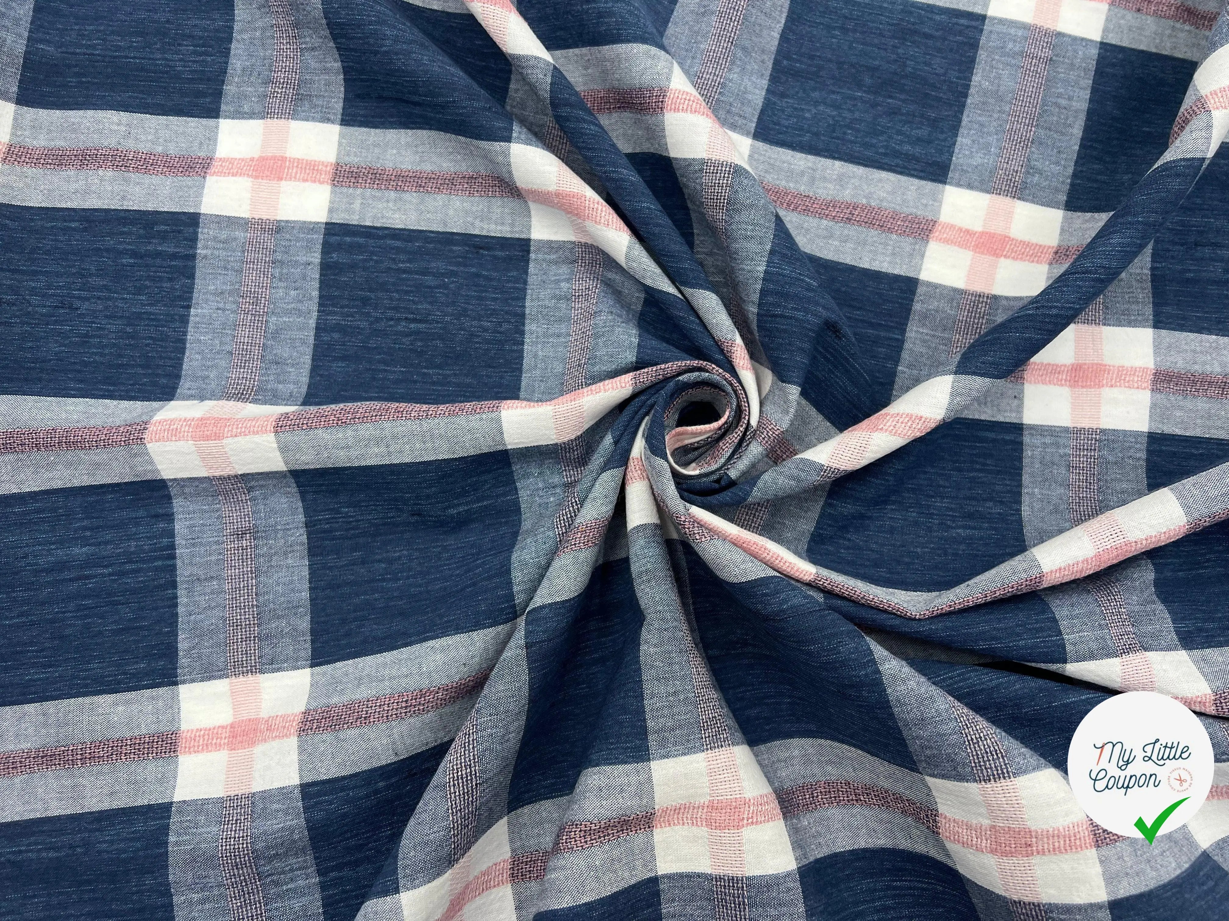 TISSU À CARREAUX MELI MELO DE CHAMBRAY ET D'INDIGO - My Little Coupon - tissu - coudre