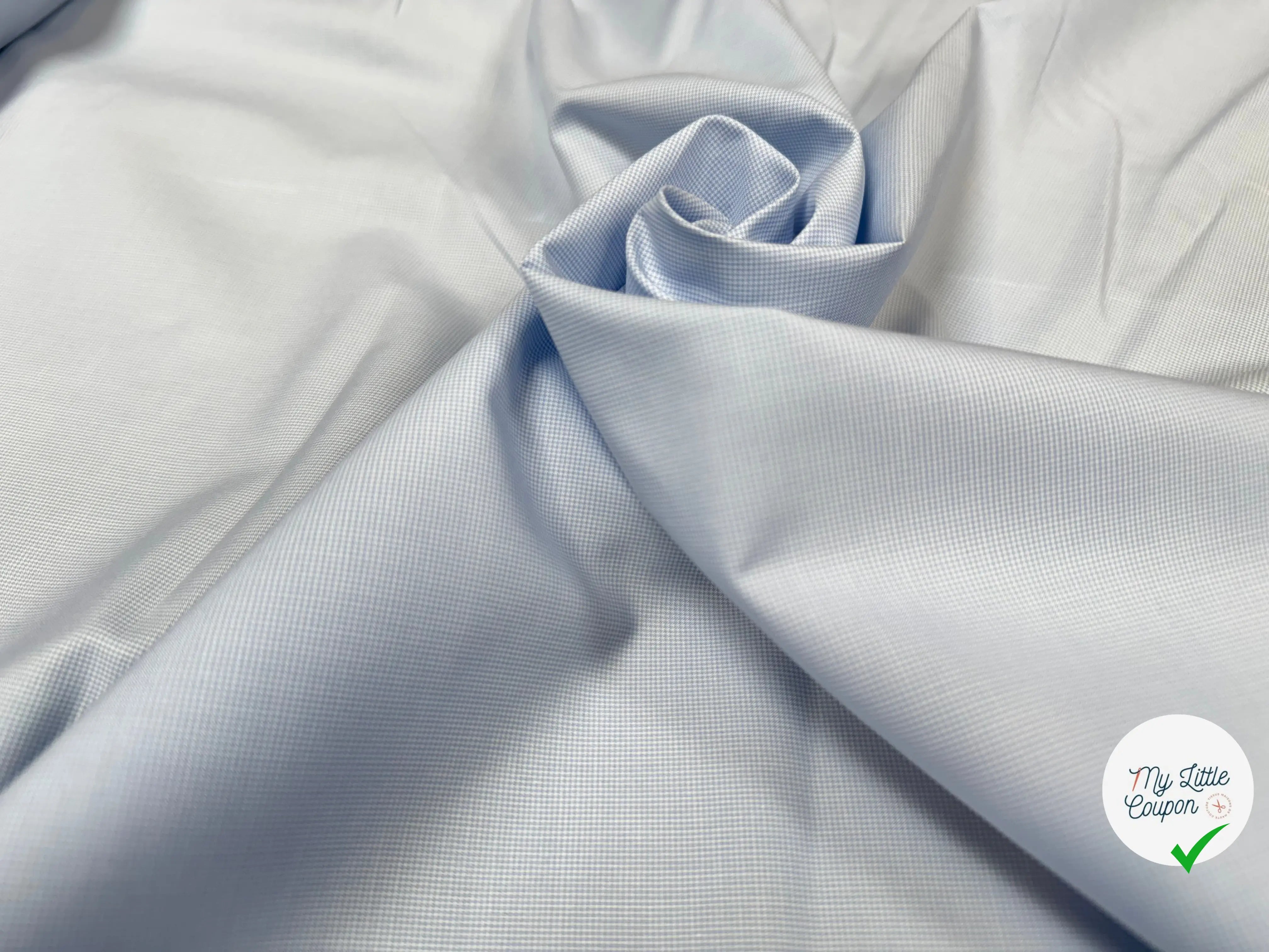 TISSU BLEU POPELINE - TOILE FAUX-UNI BLEU CLAIR - My Little Coupon
