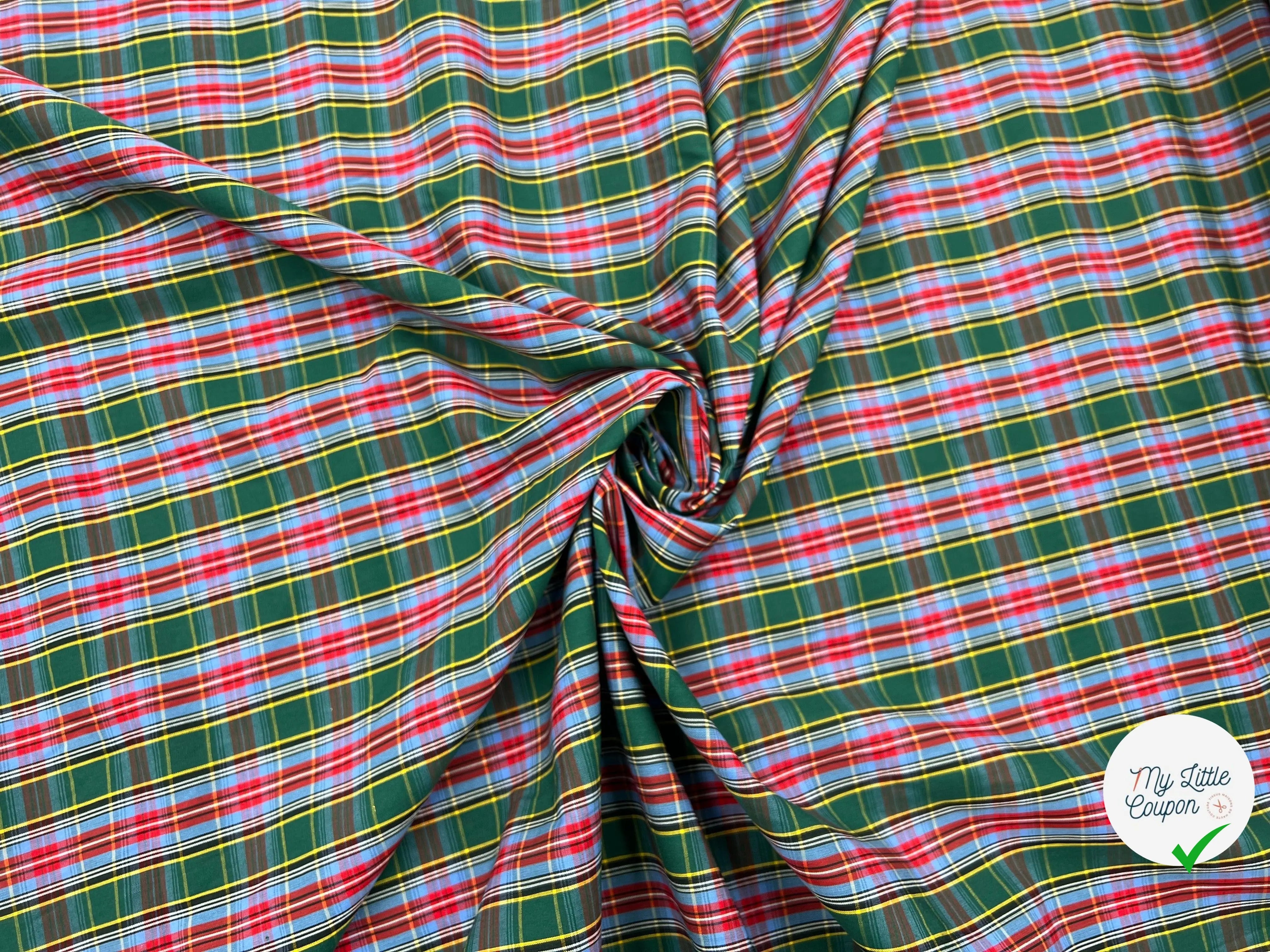 TISSU CARREAU SUR POPELINE TISSÉE AUX COULEURS DU PERROQUET - My Little Coupon - tissu - coudre