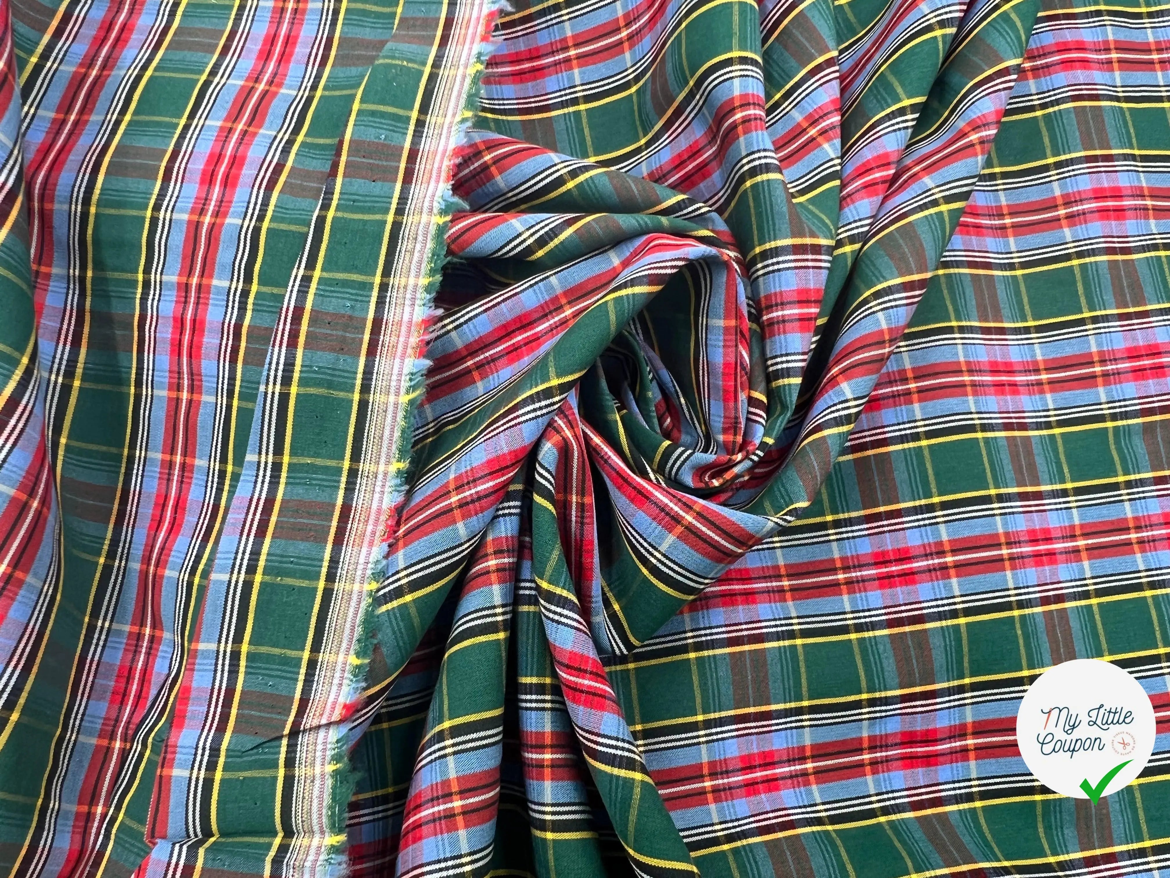 TISSU CARREAU SUR POPELINE TISSÉE AUX COULEURS DU PERROQUET - My Little Coupon - tissu - coudre