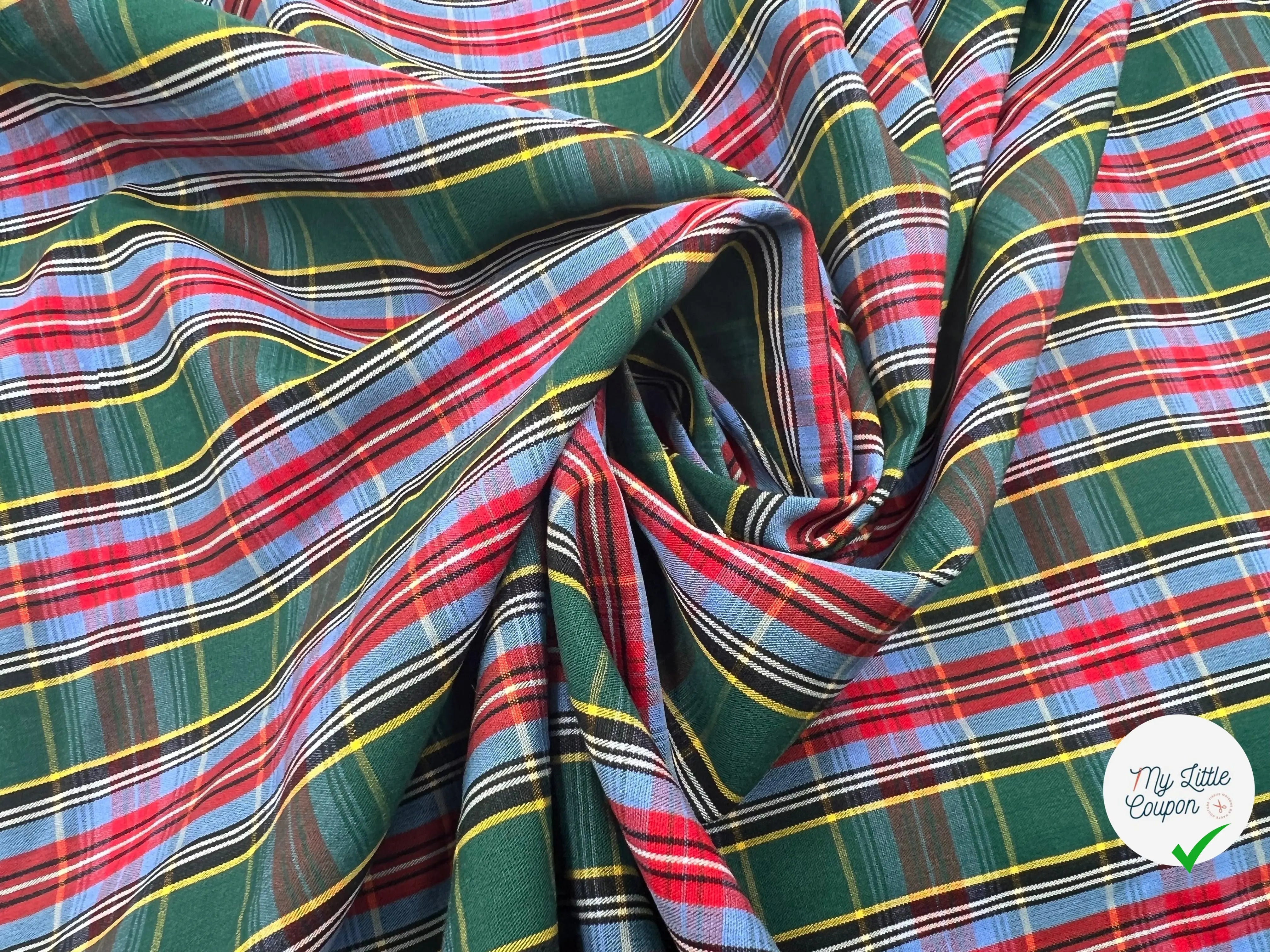 TISSU CARREAU SUR POPELINE TISSÉE AUX COULEURS DU PERROQUET - My Little Coupon - tissu - coudre