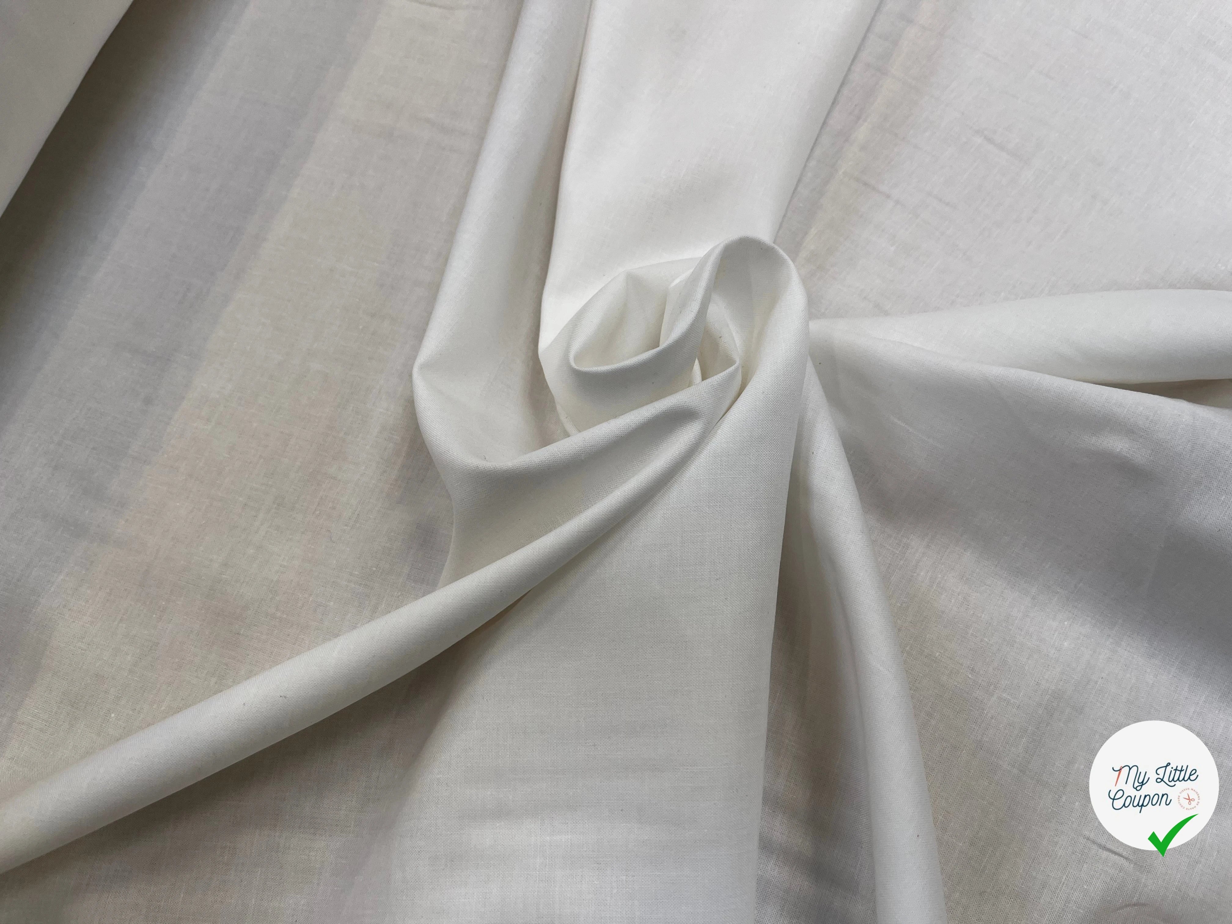TISSU CHEMISE 100% COTON BLANC 145CM - My Little Coupon