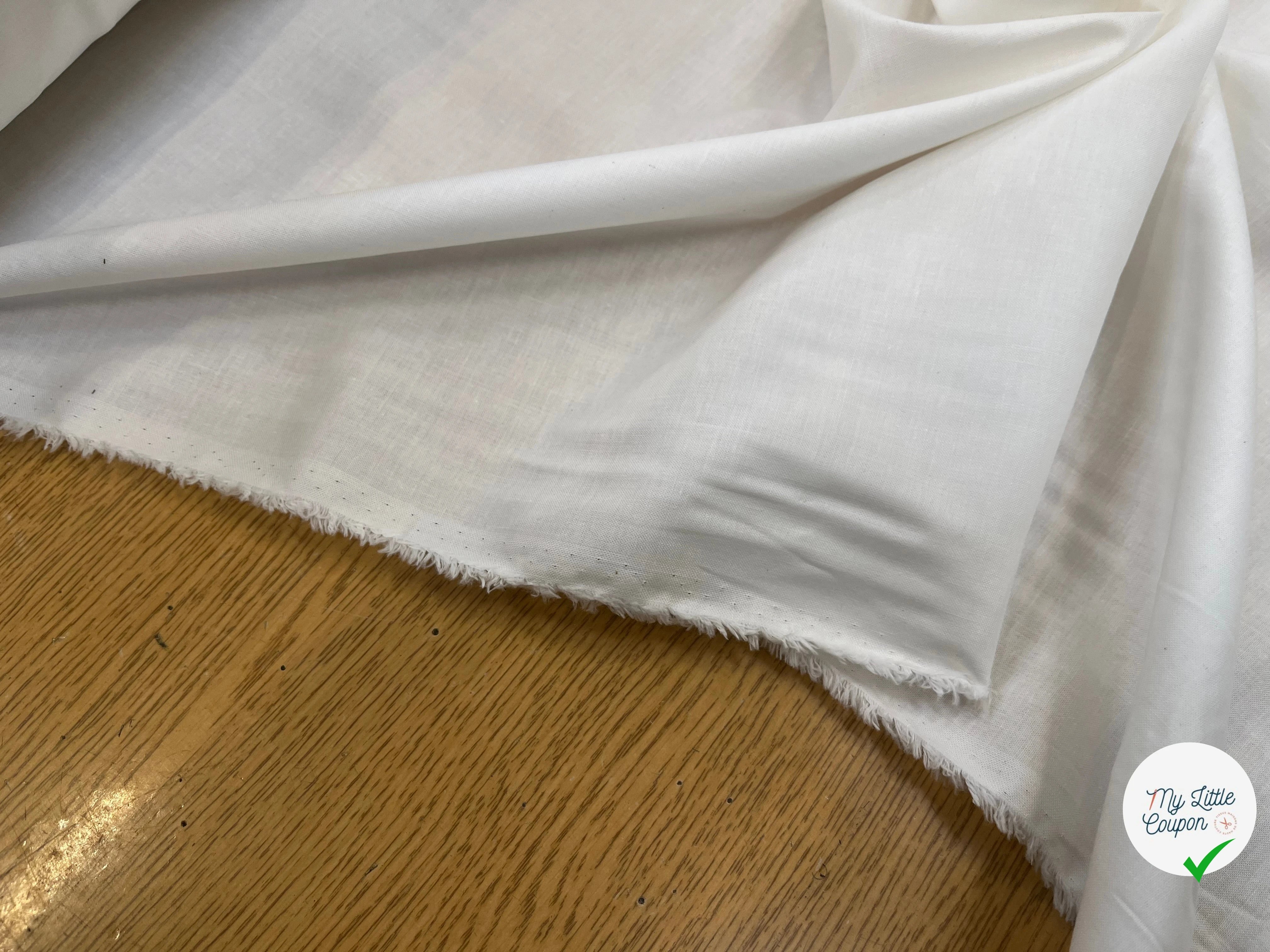 TISSU CHEMISE 100% COTON BLANC 145CM - My Little Coupon