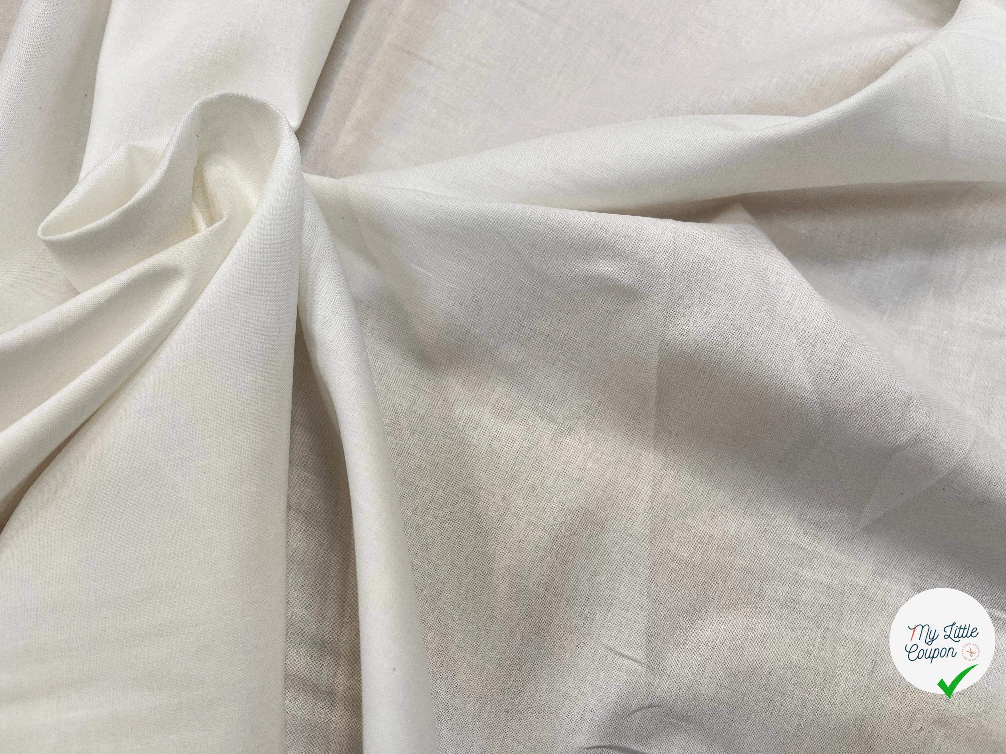 TISSU CHEMISE 100% COTON BLANC 145CM - My Little Coupon