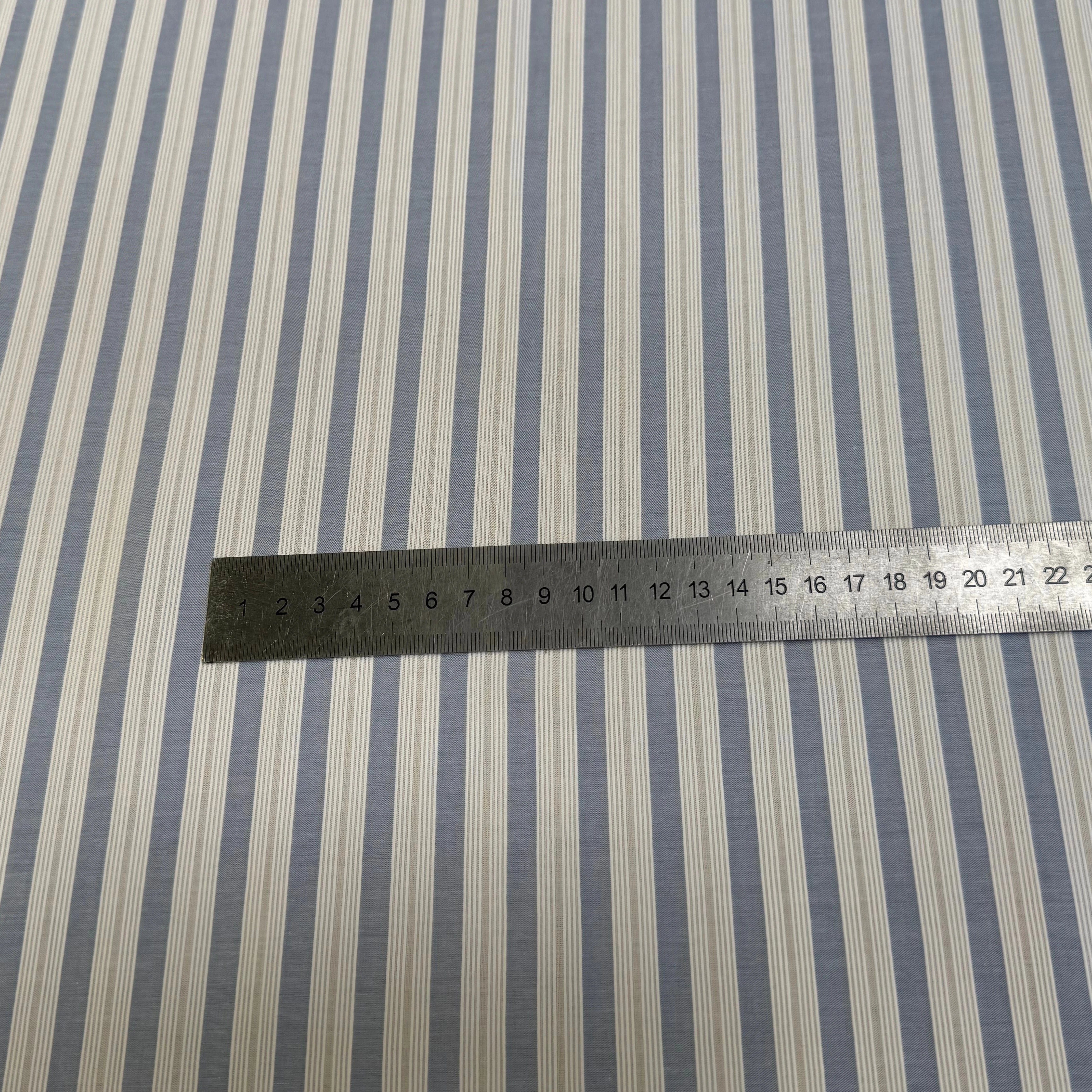 TISSU CHEMISE 100% COTON ORGANIC À RAYURES WHITE & SKY BLUE - My Little Coupon