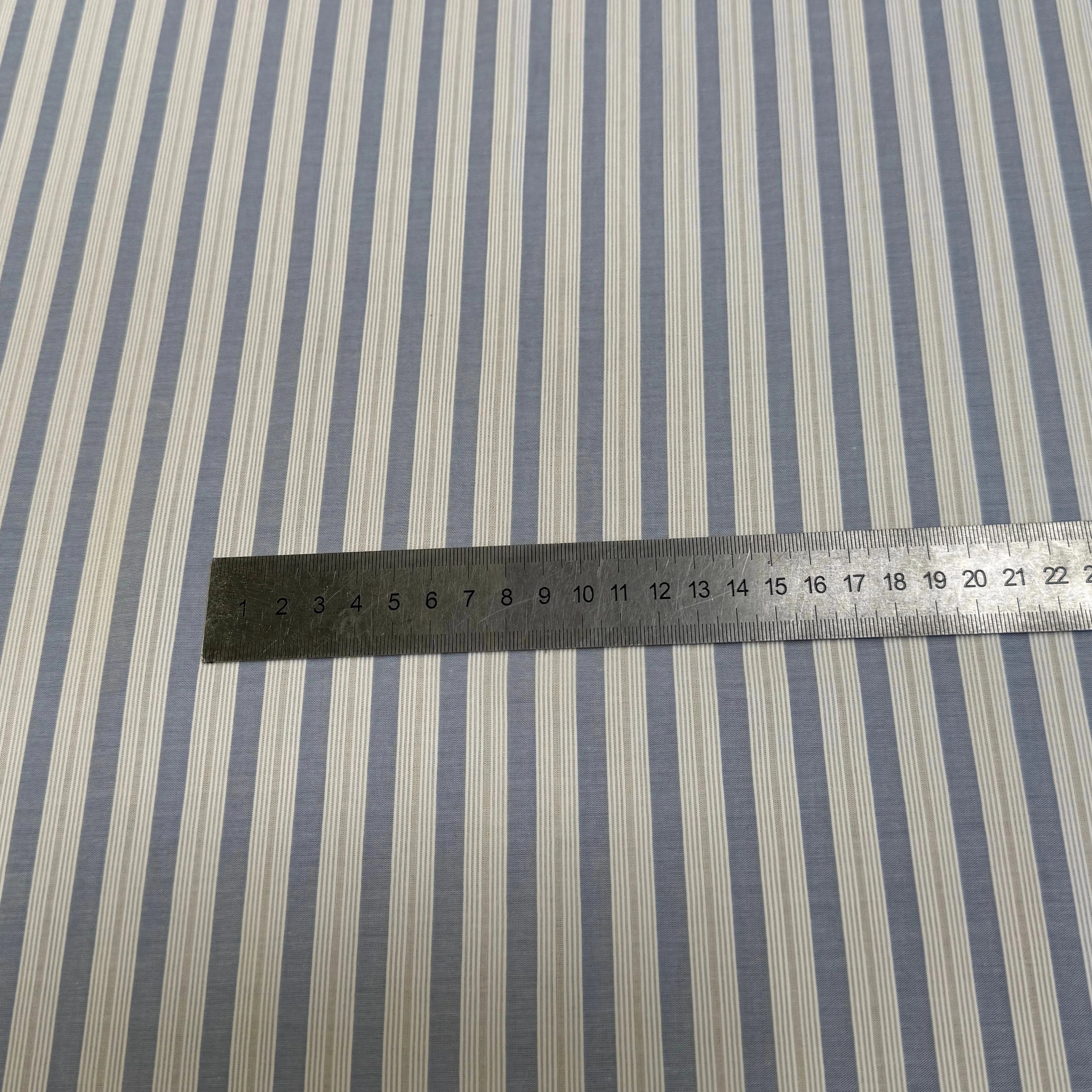 TISSU CHEMISE 100% COTON ORGANIC À RAYURES WHITE & SKY BLUE - My Little Coupon