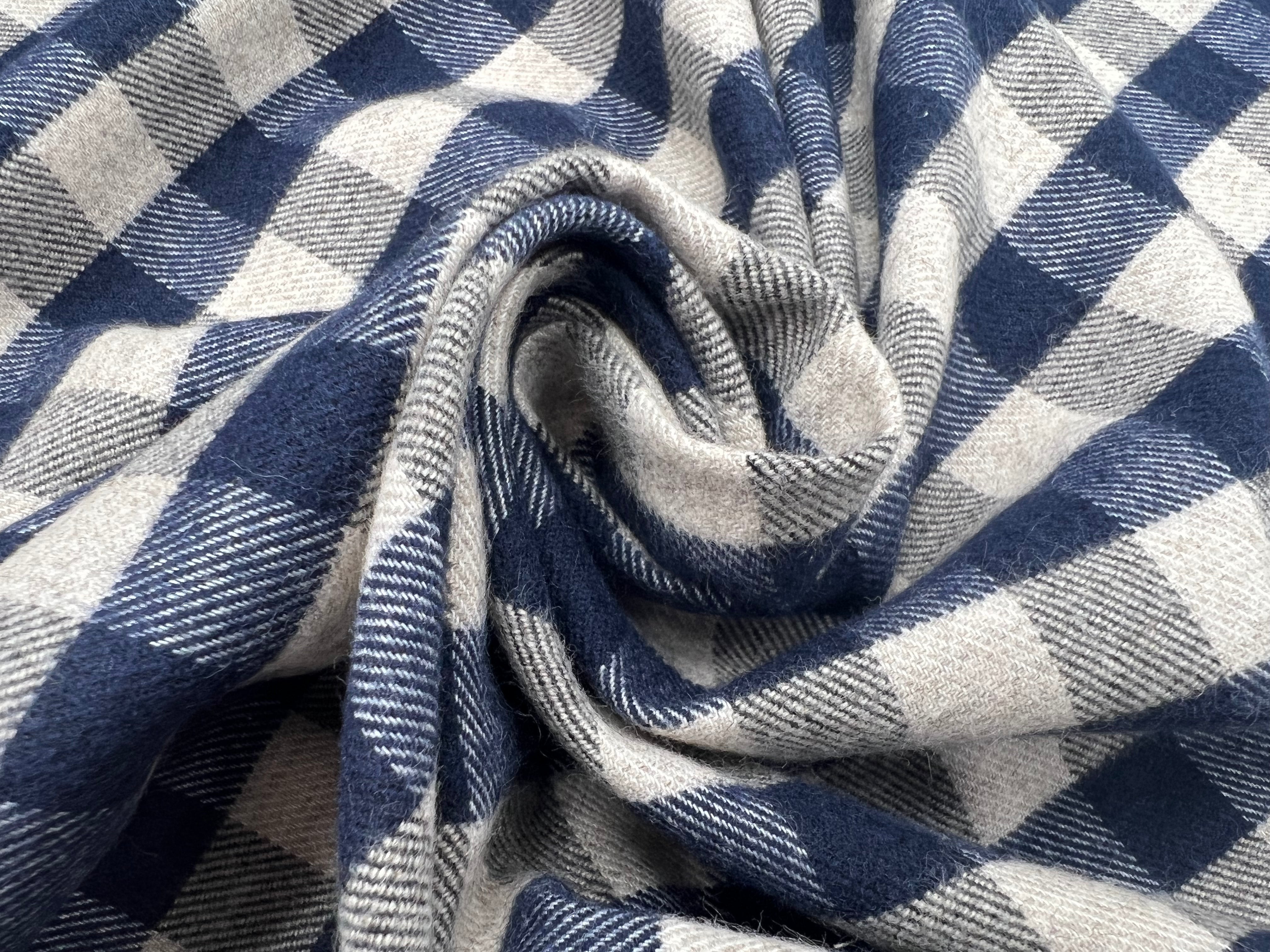 TISSU CHEMISE À CARREAUX COTON ÉMERISÉ TRÉS DOUX MSO