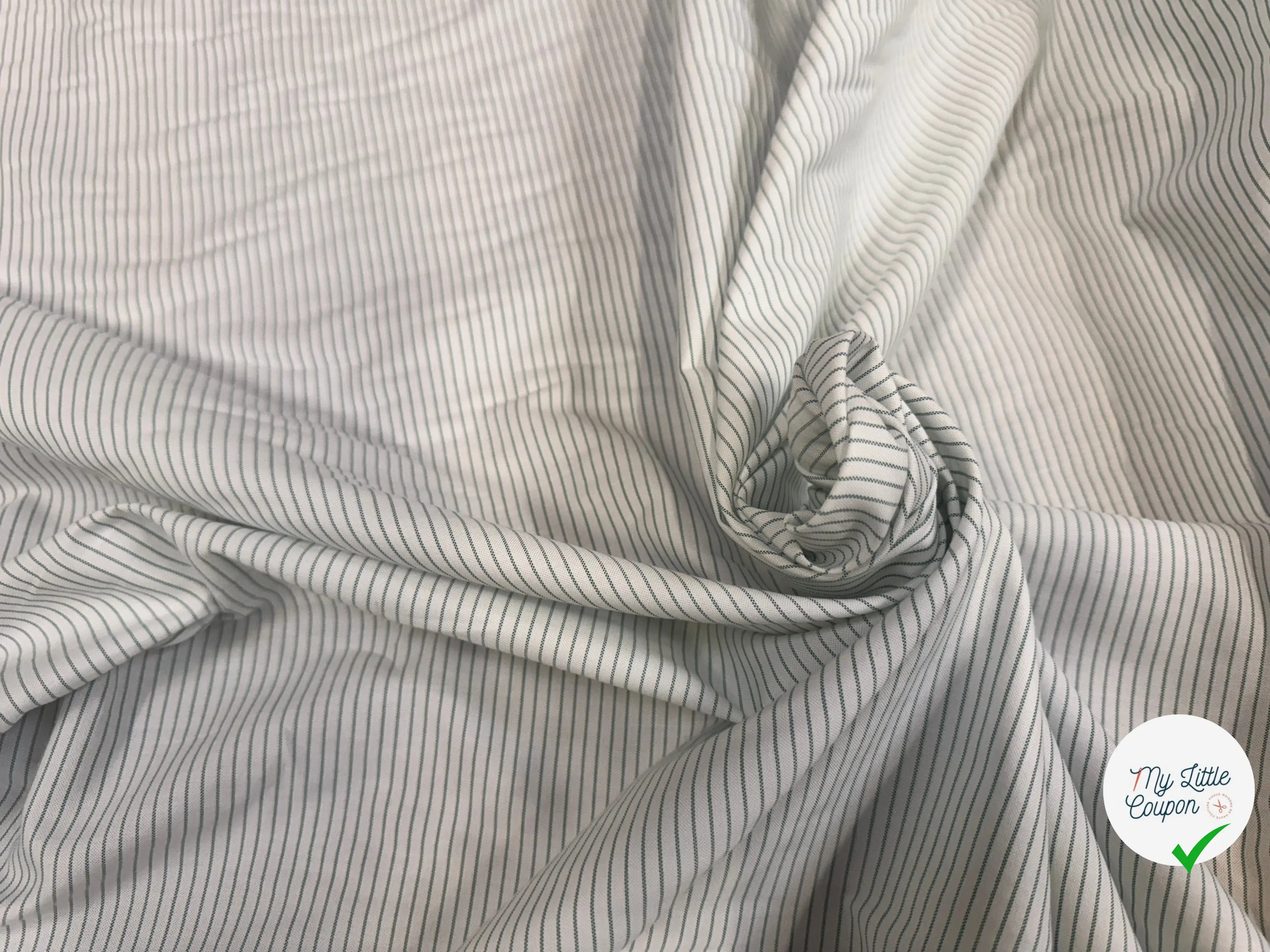 TISSU CHEMISE BLANC RAYURES VERTES - My Little Coupon