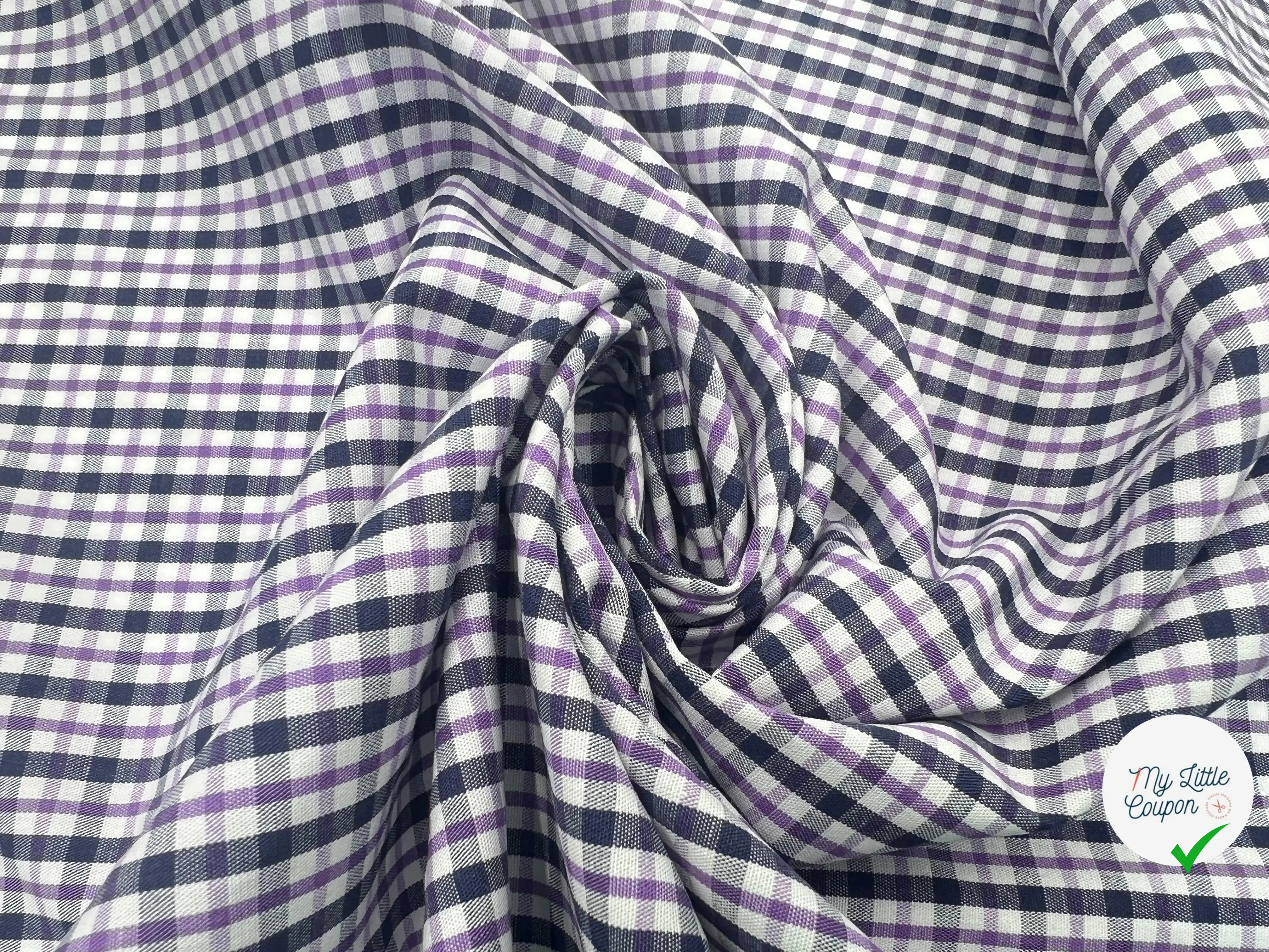 TISSU CHEMISE CARREAUX ASPECT CHAMBRAY TENDANCE VIOLET - My Little Coupon - tissu - coudre