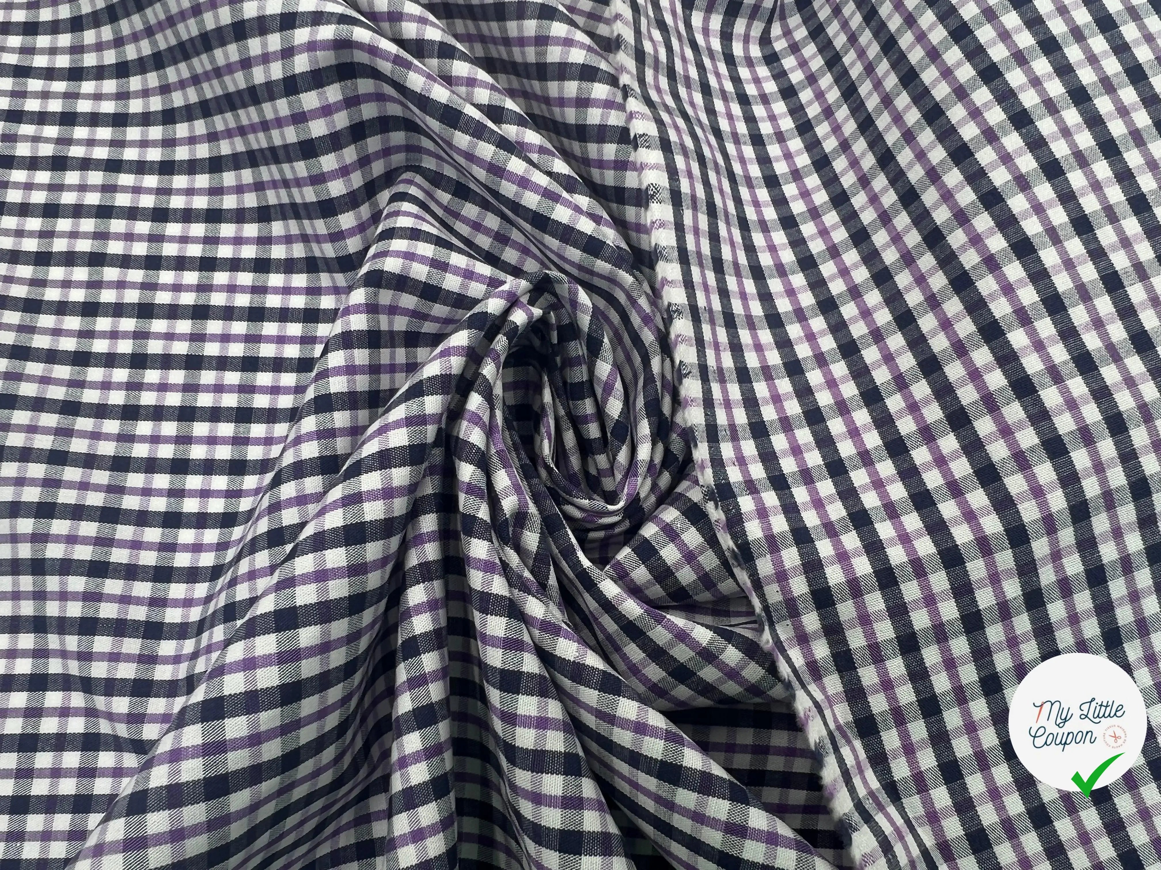 TISSU CHEMISE CARREAUX ASPECT CHAMBRAY TENDANCE VIOLET - My Little Coupon - tissu - coudre