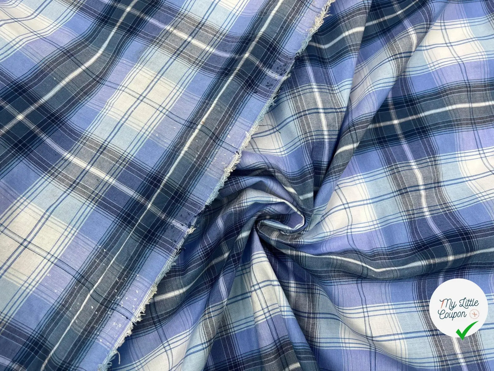 TISSU CHEMISE CARREAUX BLEU INDIEN - My Little Coupon - tissu - coudre