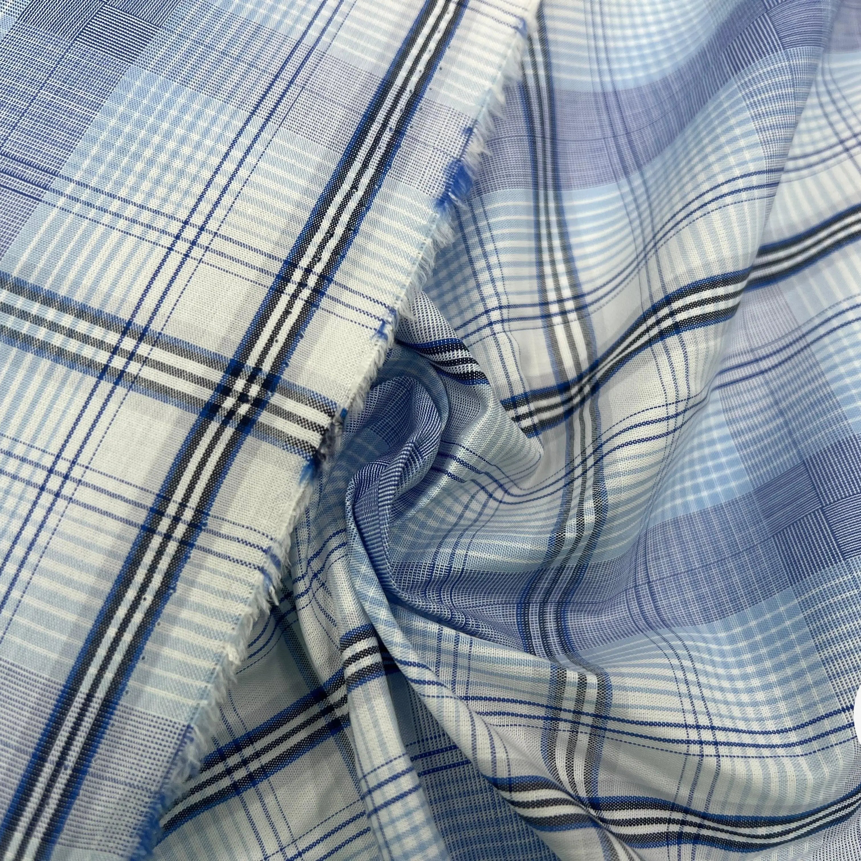 TISSU CHEMISE CARREAUX D'AZUR - My Little Coupon - tissu - coudre