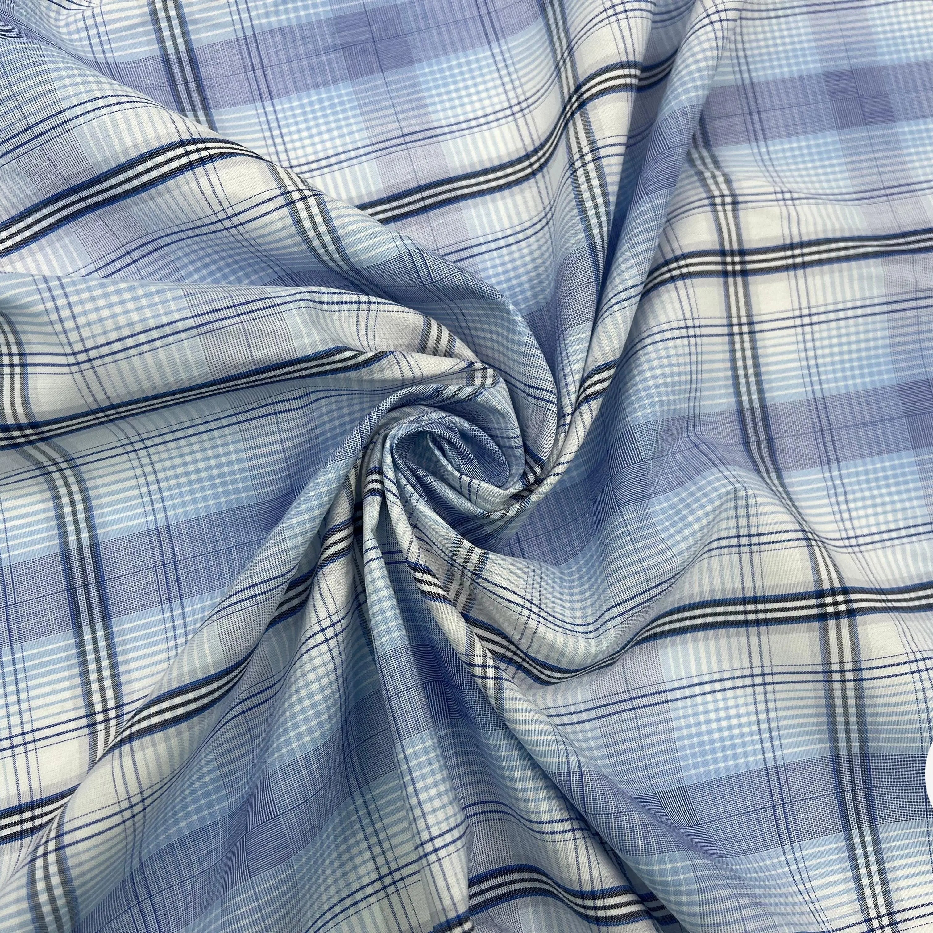 TISSU CHEMISE CARREAUX D'AZUR - My Little Coupon - tissu - coudre