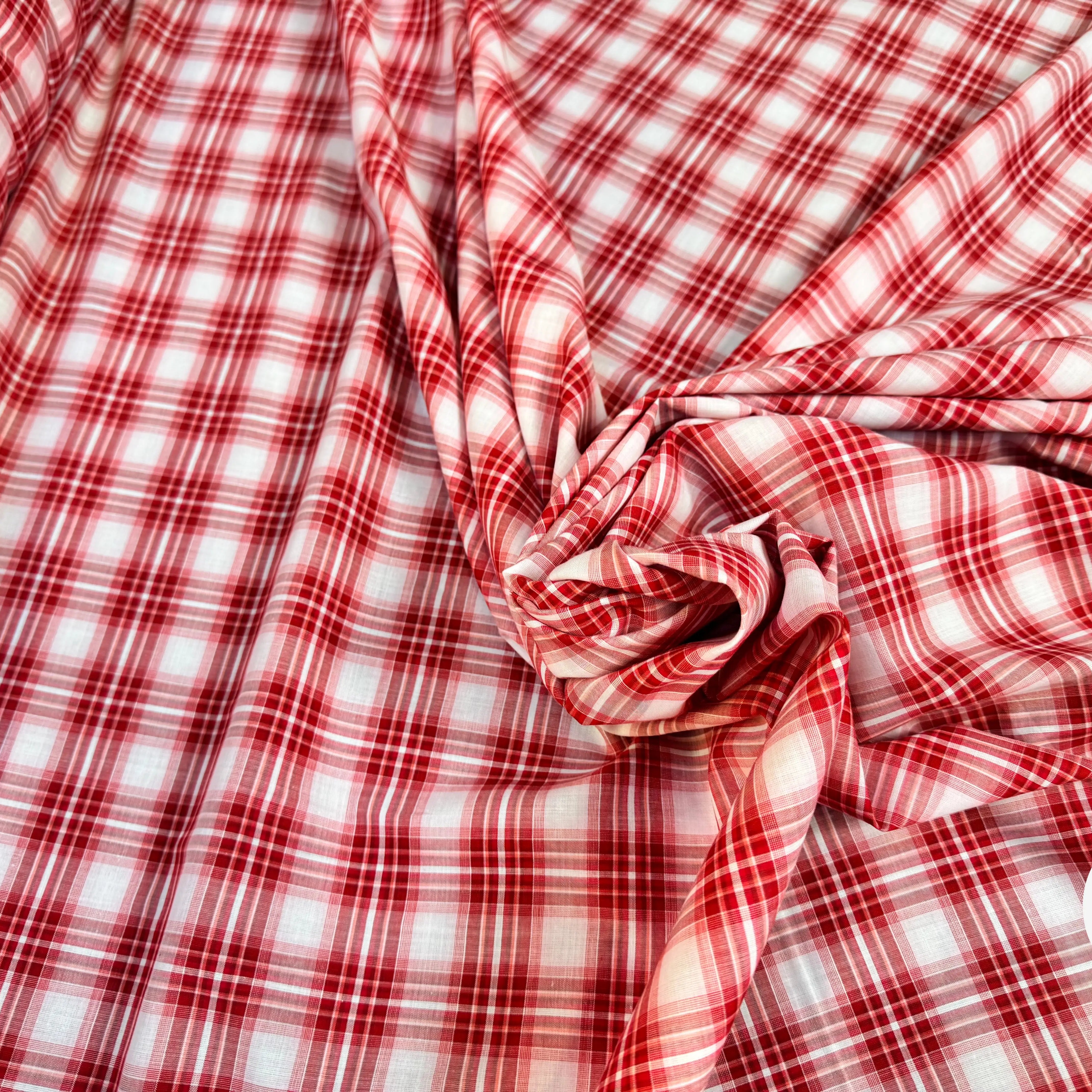TISSU CHEMISE CARREAUX ROUGE BLANC - My Little Coupon