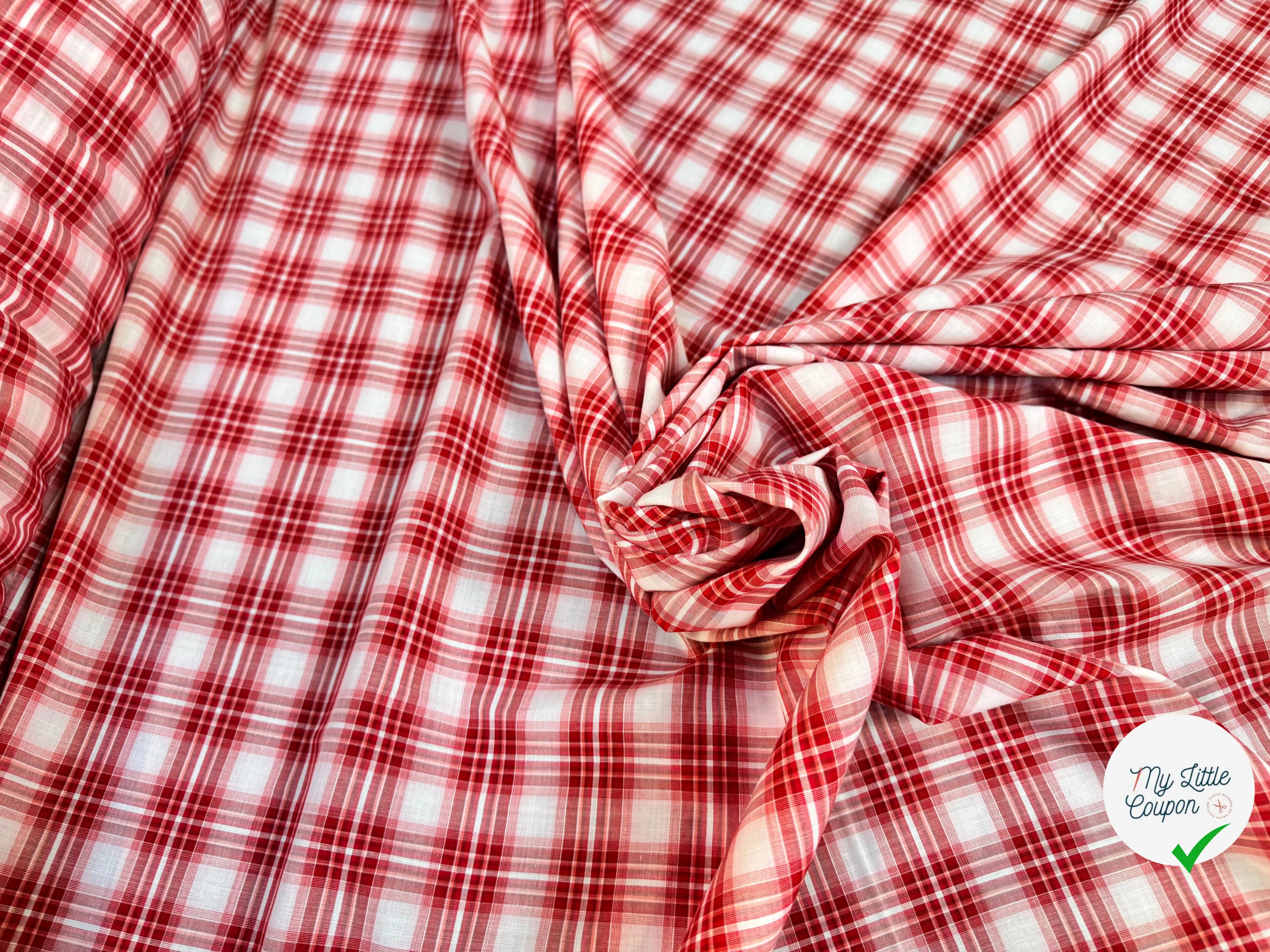 TISSU CHEMISE CARREAUX ROUGE BLANC - My Little Coupon