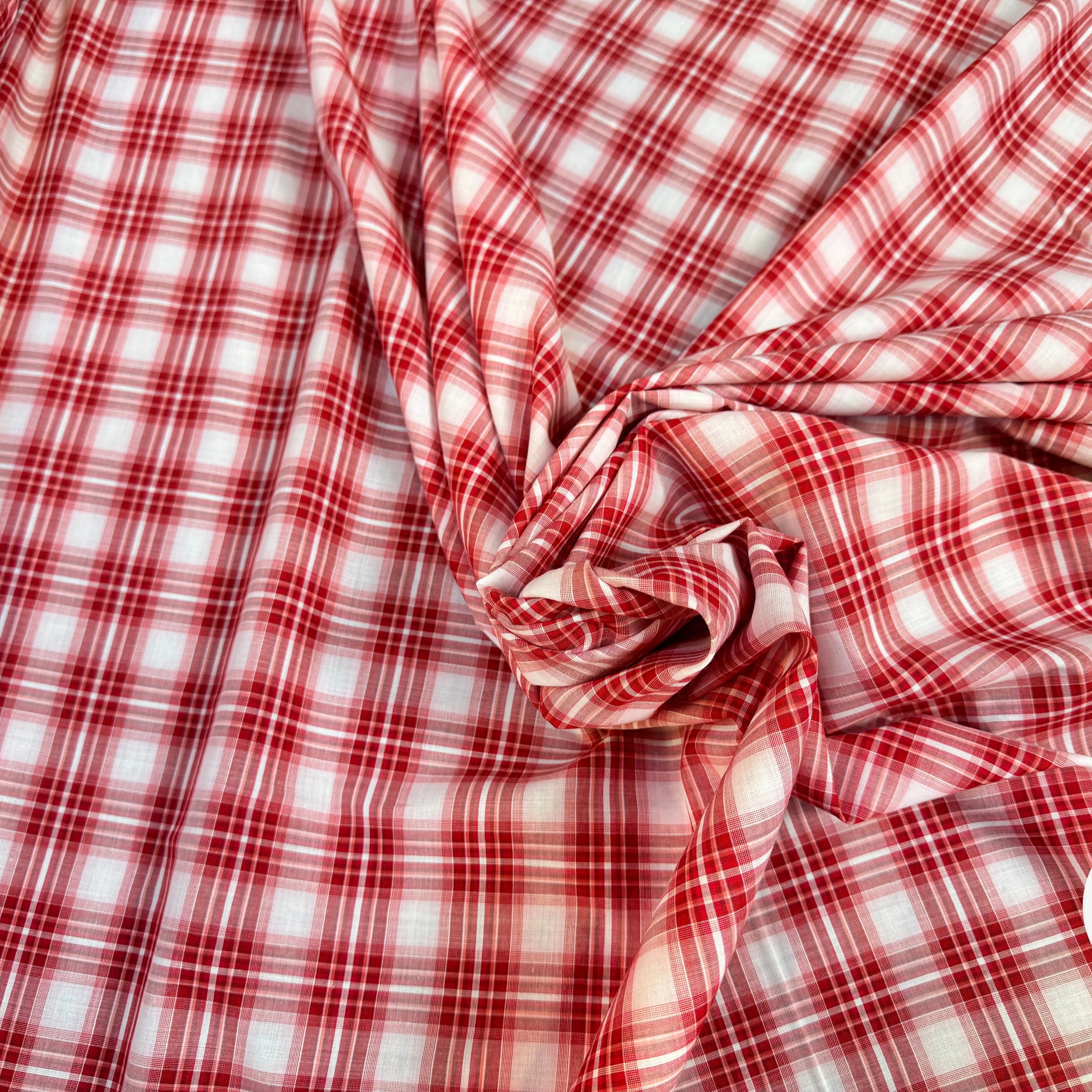 TISSU CHEMISE CARREAUX ROUGE BLANC - My Little Coupon