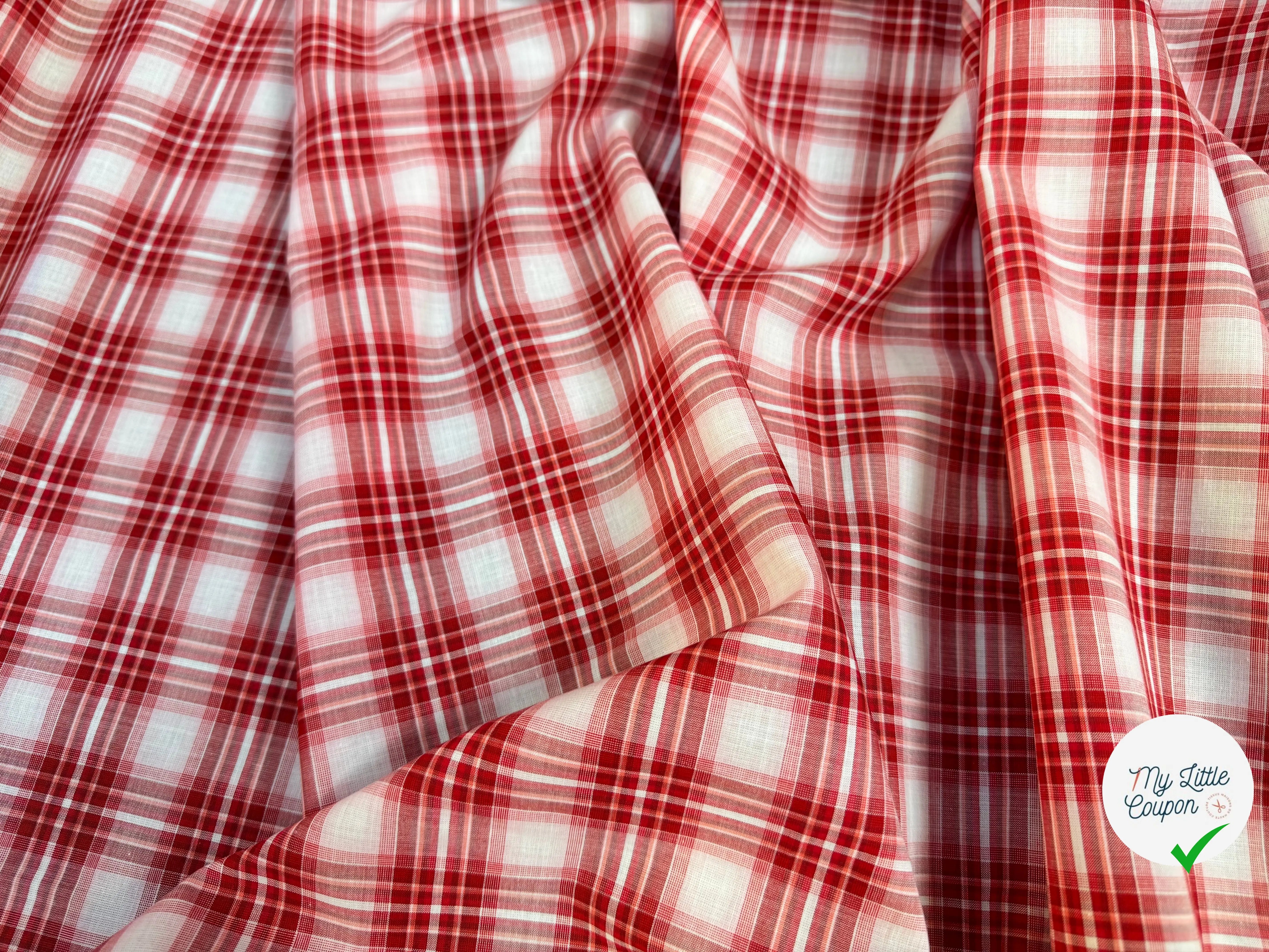 TISSU CHEMISE CARREAUX ROUGE BLANC - My Little Coupon