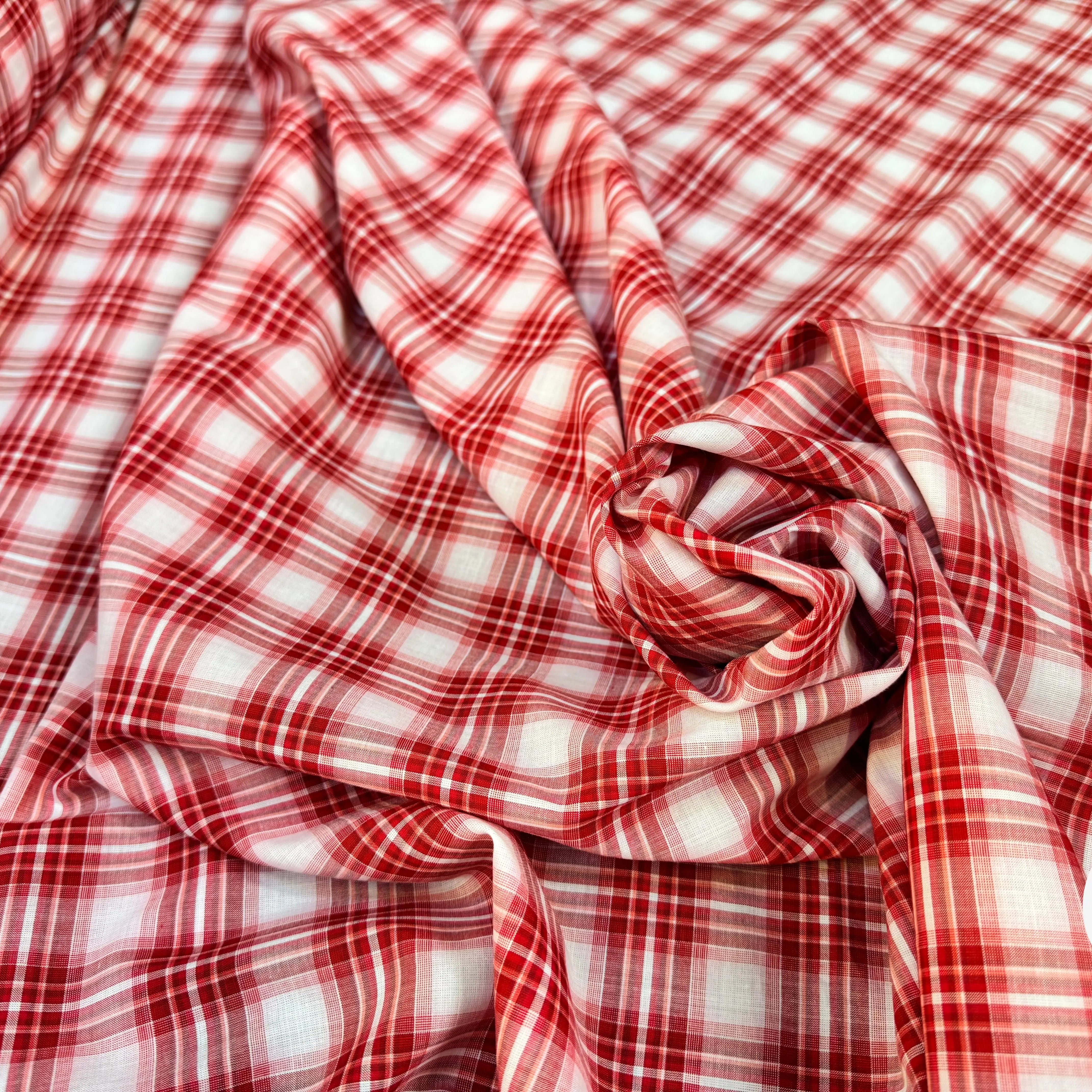 TISSU CHEMISE CARREAUX ROUGE BLANC - My Little Coupon