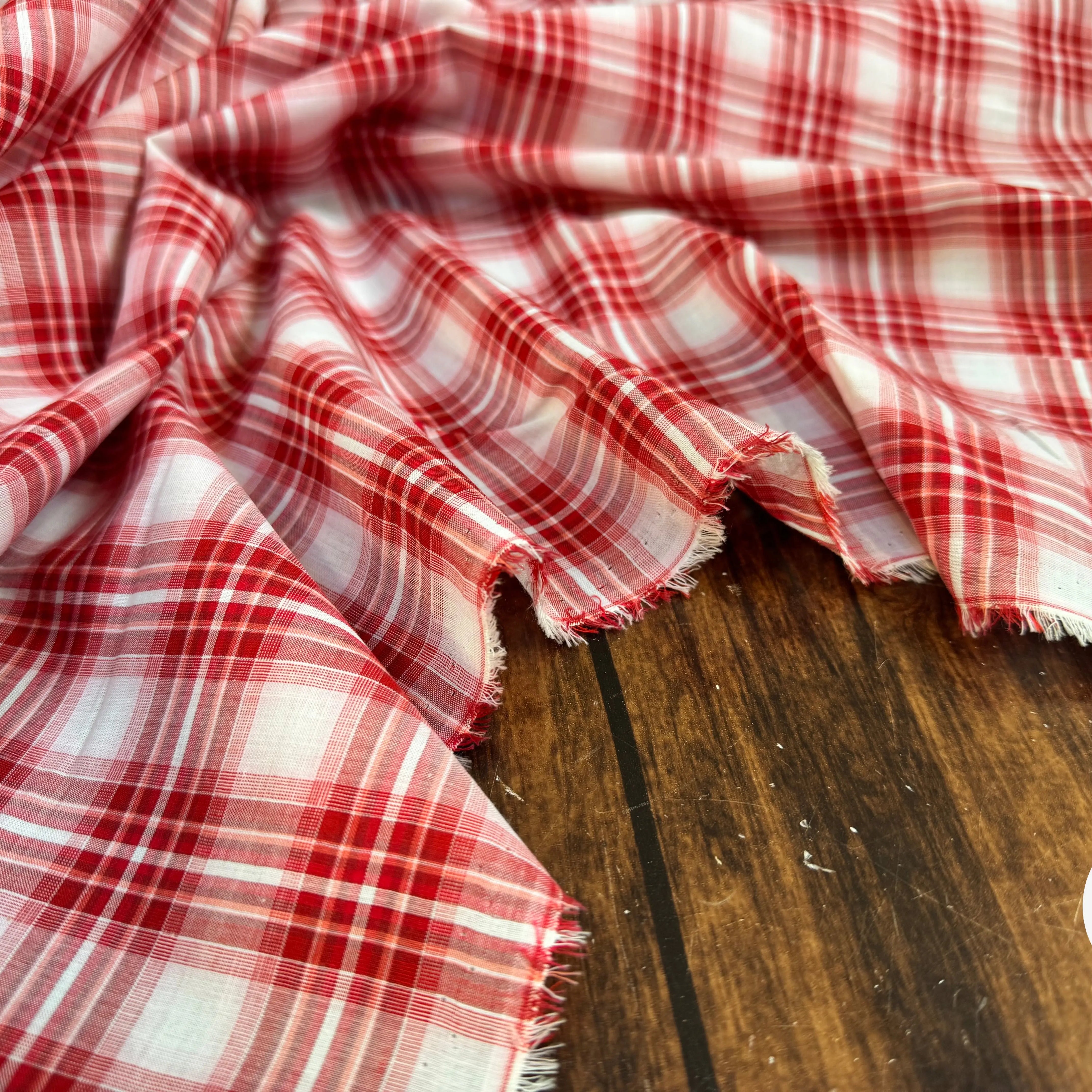 TISSU CHEMISE CARREAUX ROUGE BLANC - My Little Coupon