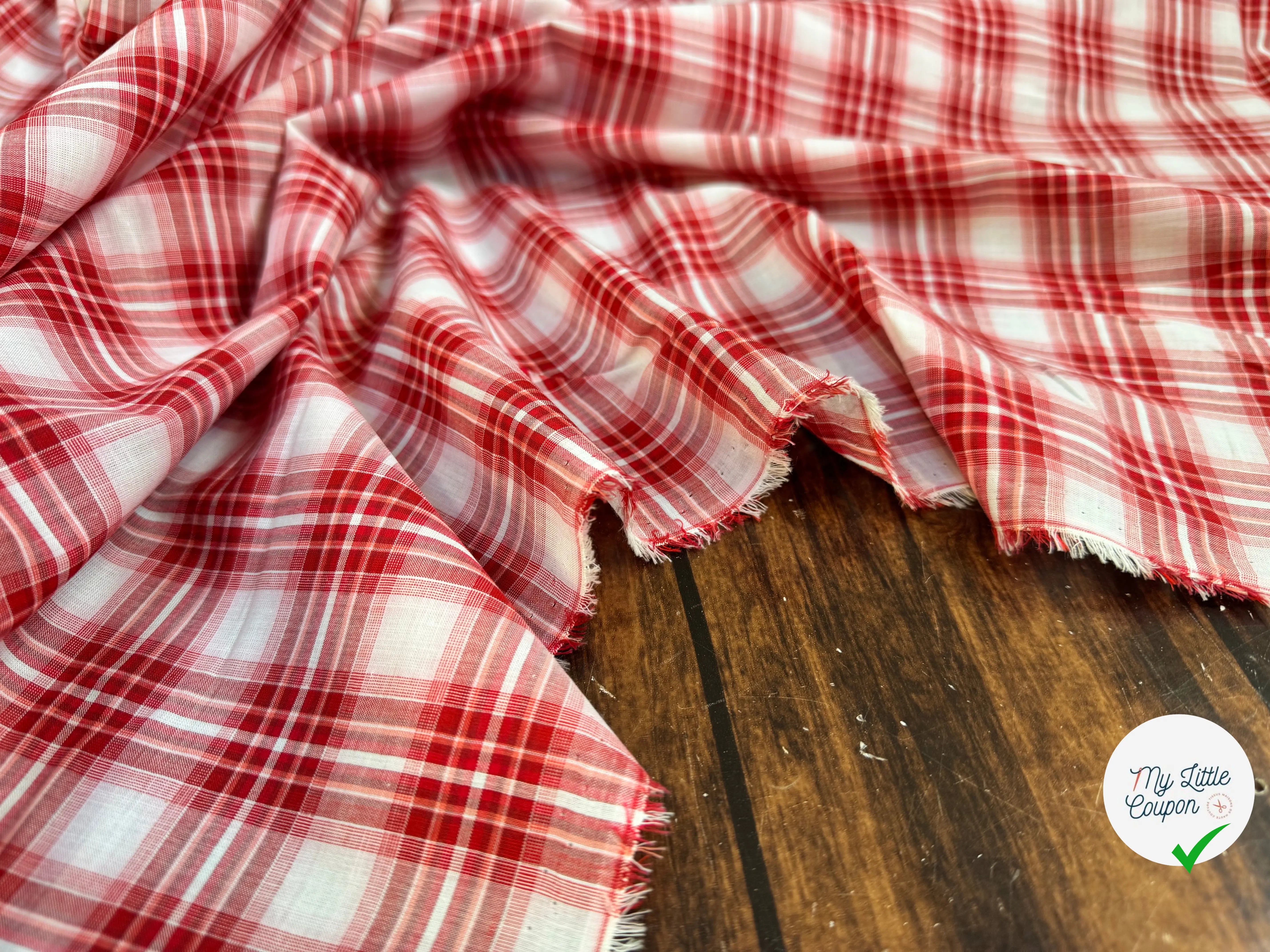 TISSU CHEMISE CARREAUX ROUGE BLANC - My Little Coupon