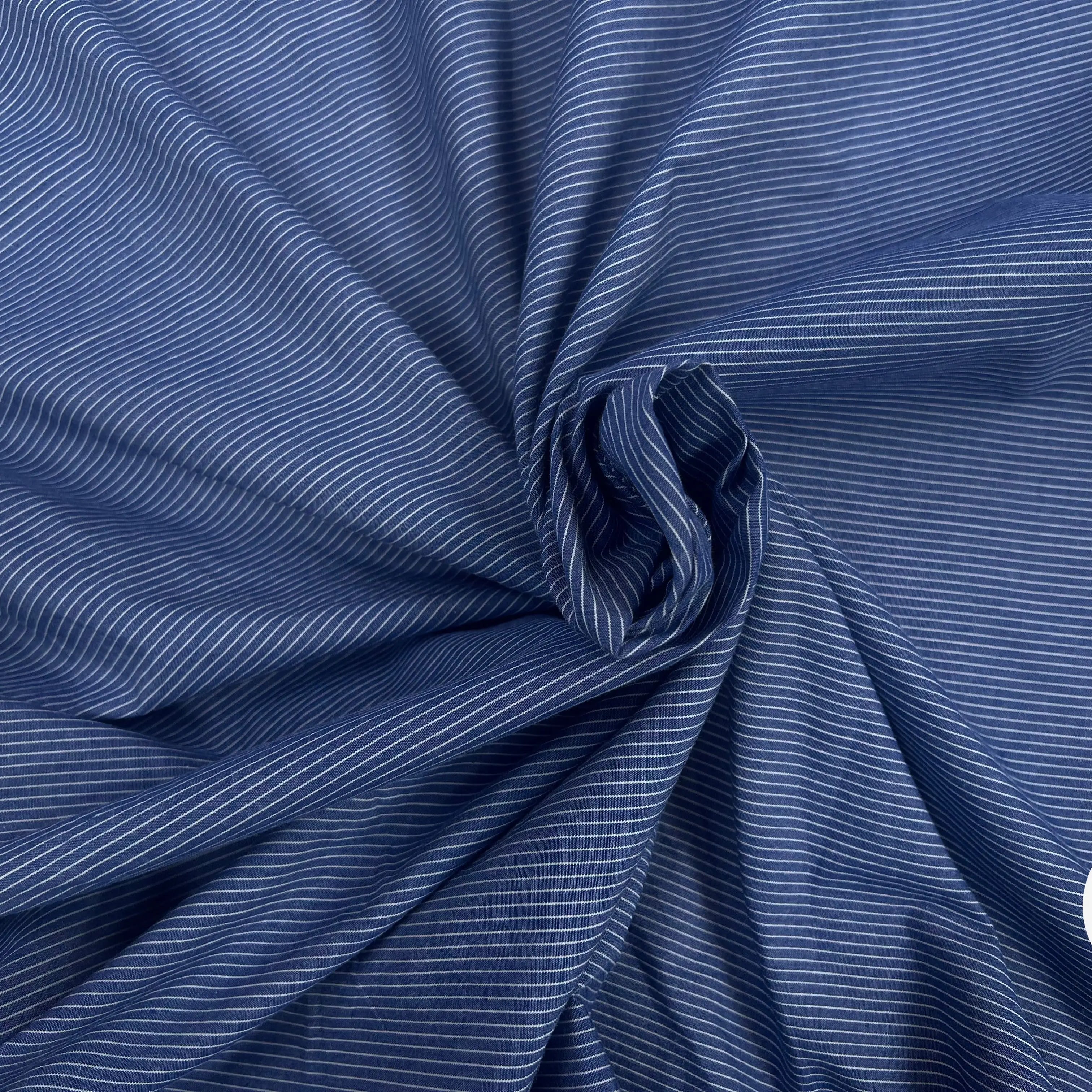 TISSU CHEMISE COTON BLEU RAYURES BLANCHE - My Little Coupon