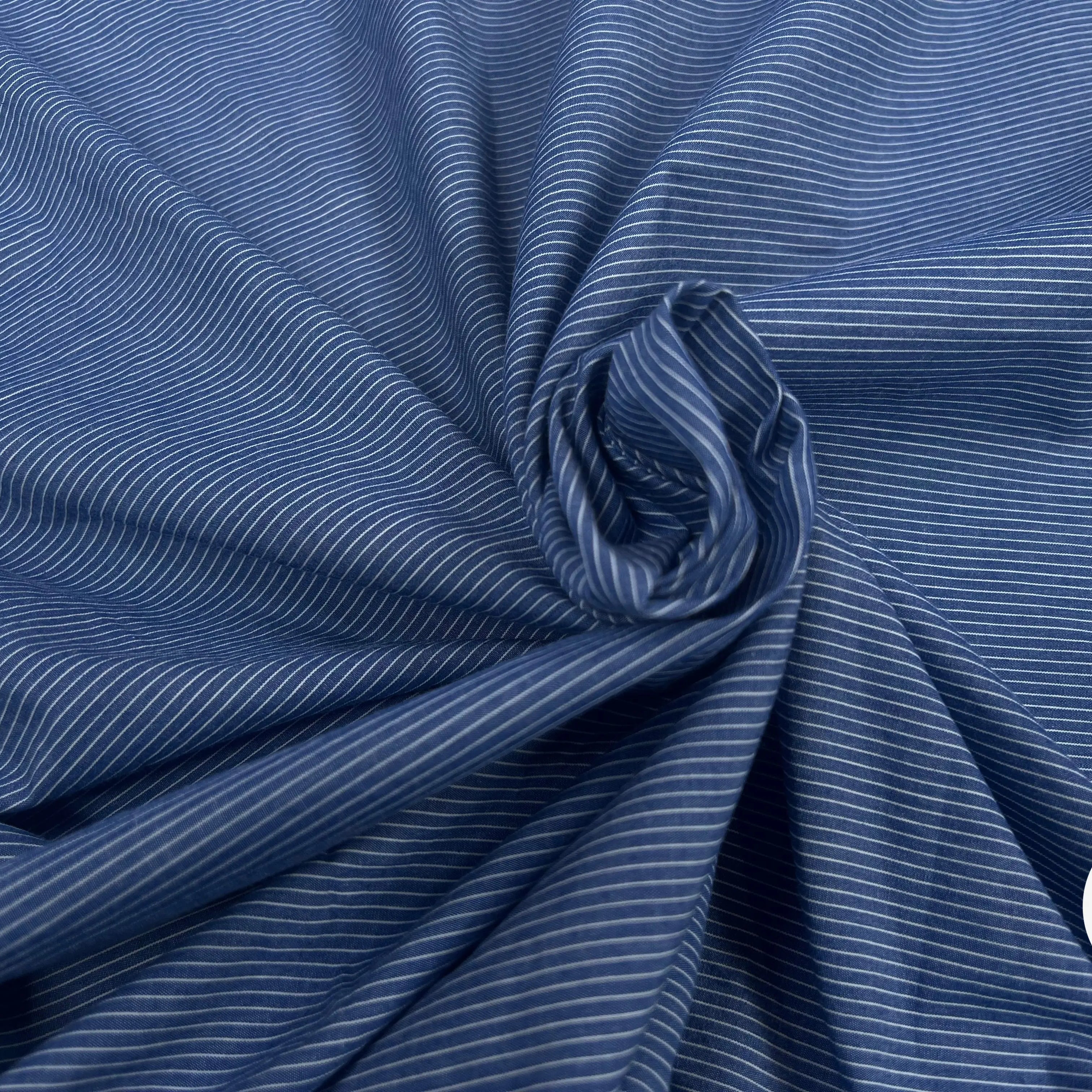 TISSU CHEMISE COTON BLEU RAYURES BLANCHE - My Little Coupon