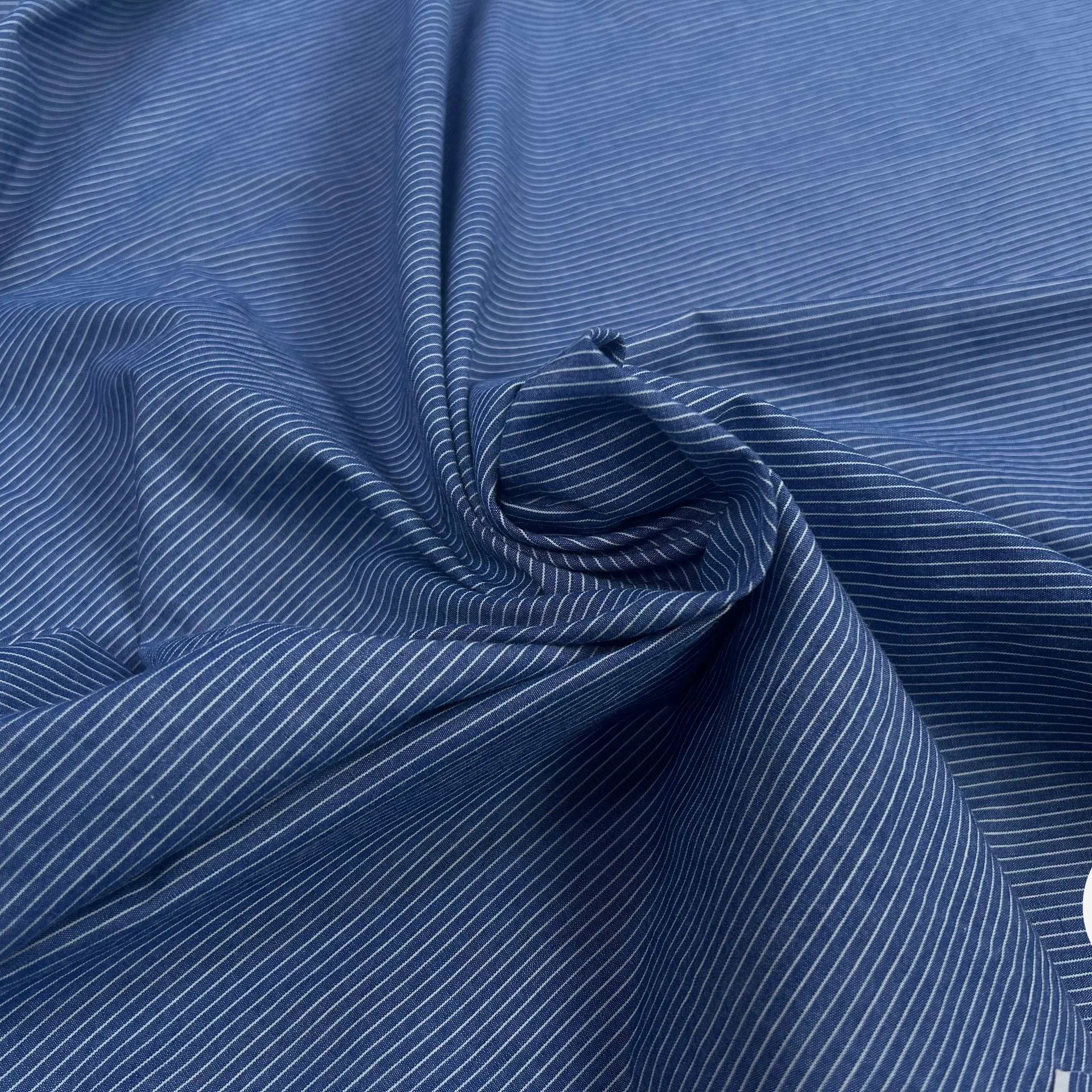 TISSU CHEMISE COTON BLEU RAYURES BLANCHE - My Little Coupon