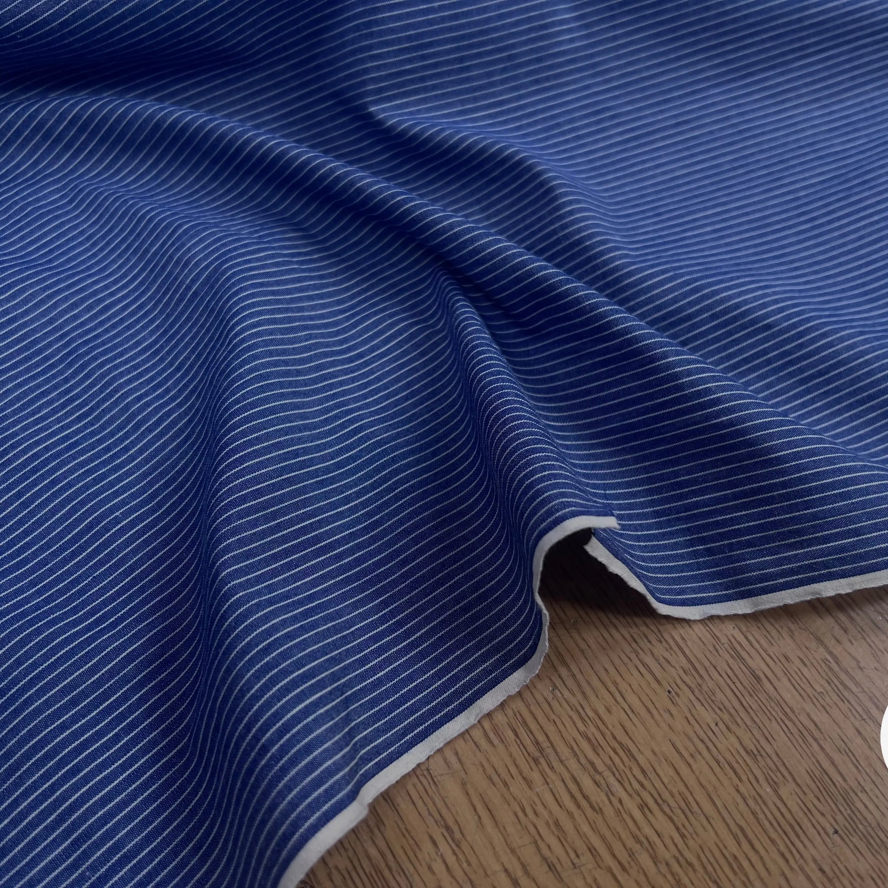 TISSU CHEMISE COTON BLEU RAYURES BLANCHE - My Little Coupon