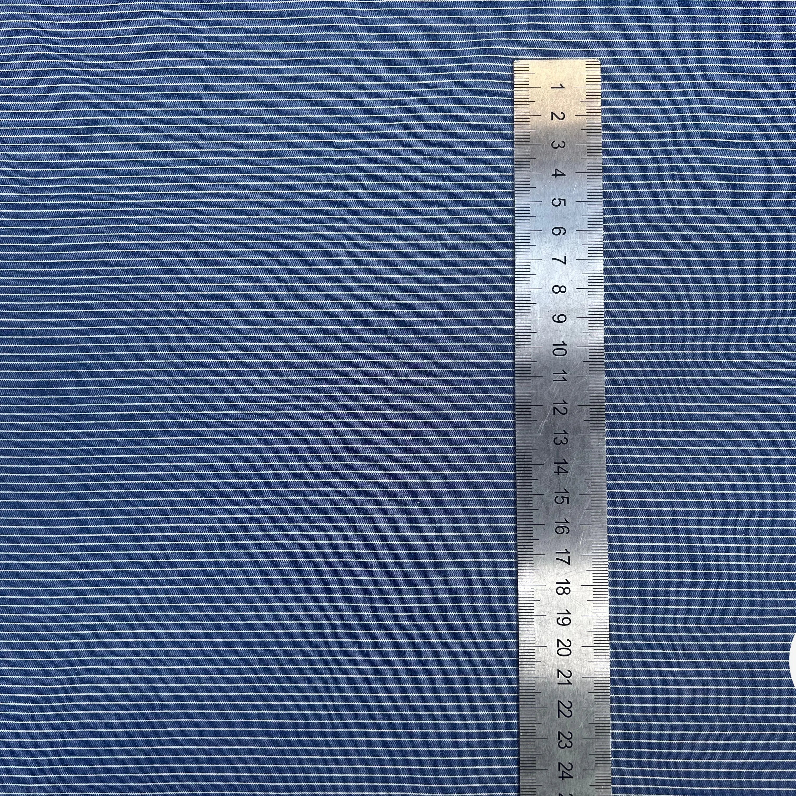 TISSU CHEMISE COTON BLEU RAYURES BLANCHE - My Little Coupon