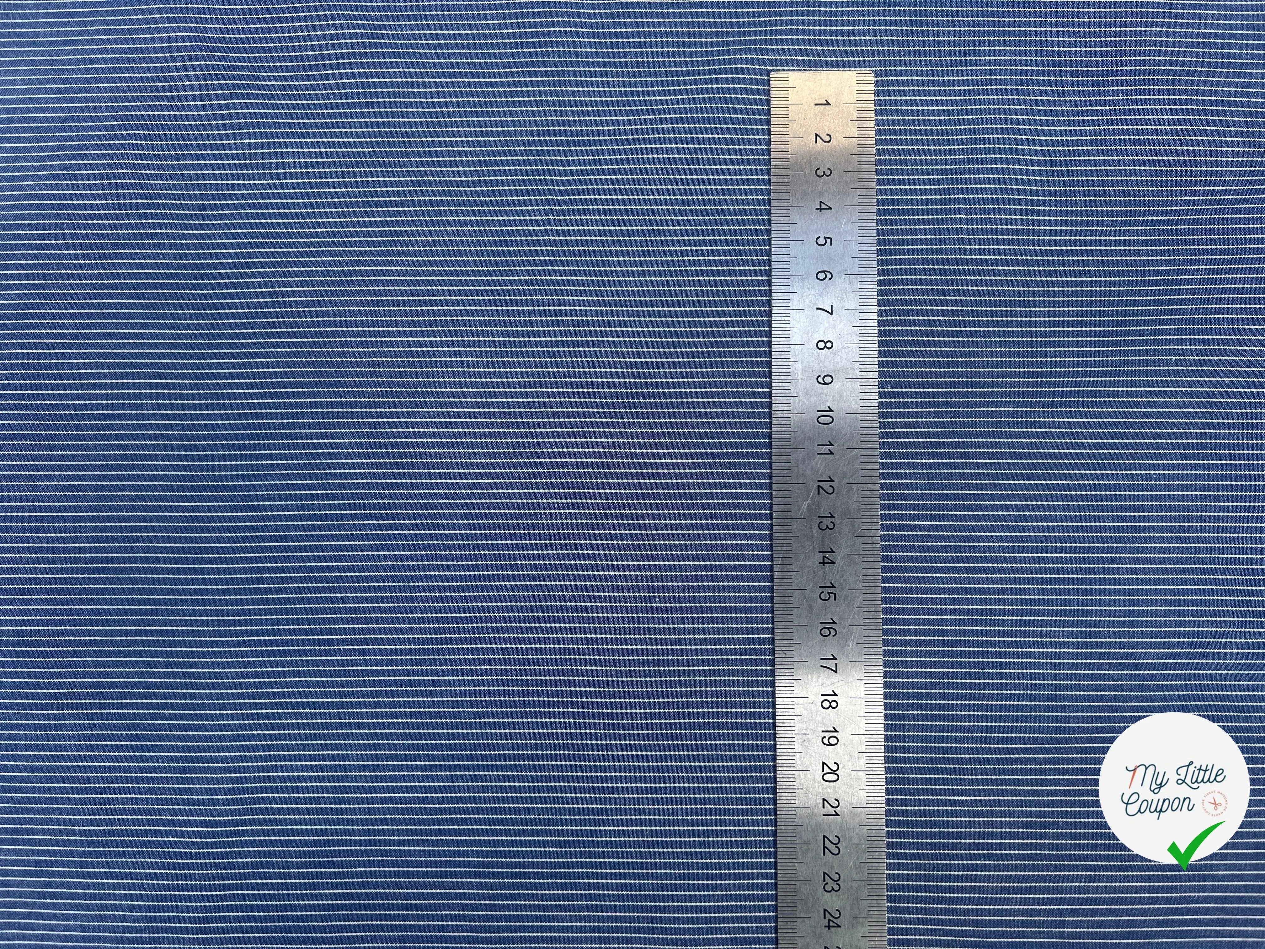 TISSU CHEMISE COTON BLEU RAYURES BLANCHE - My Little Coupon
