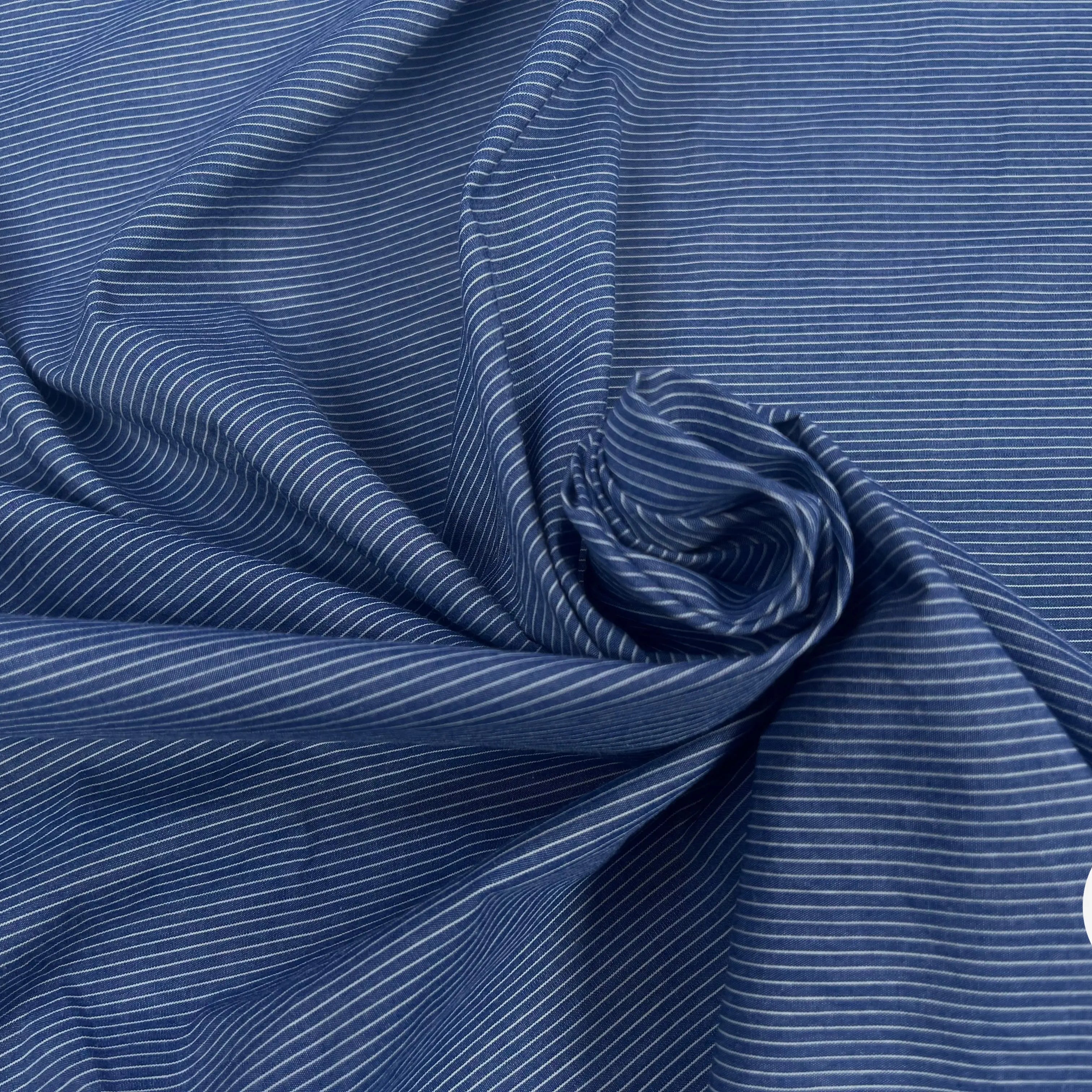 TISSU CHEMISE COTON BLEU RAYURES BLANCHE - My Little Coupon