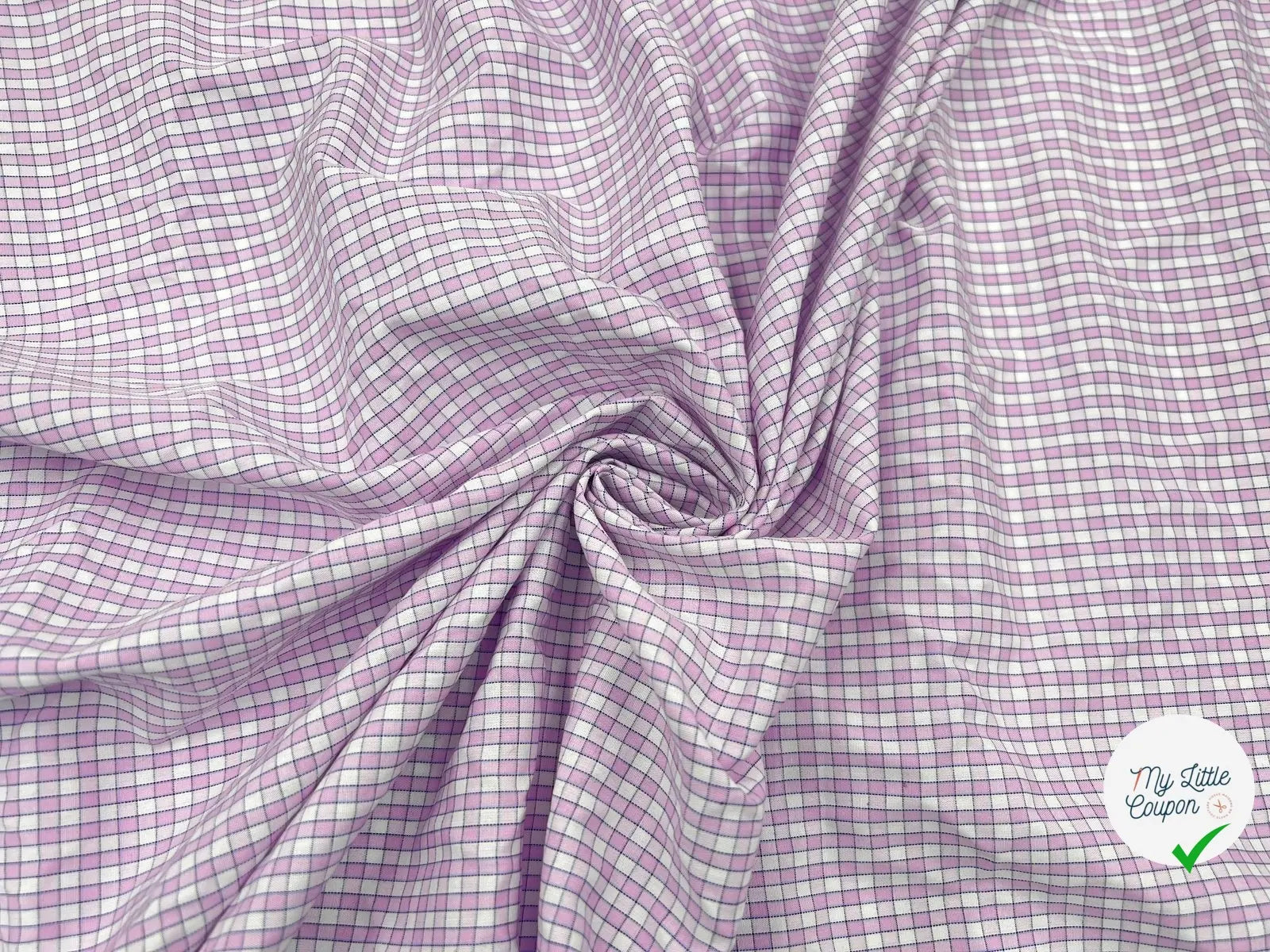 TISSU CHEMISE COTON CARREAUX PETITS ROSES ET BLANC - My Little Coupon - tissu - coudre