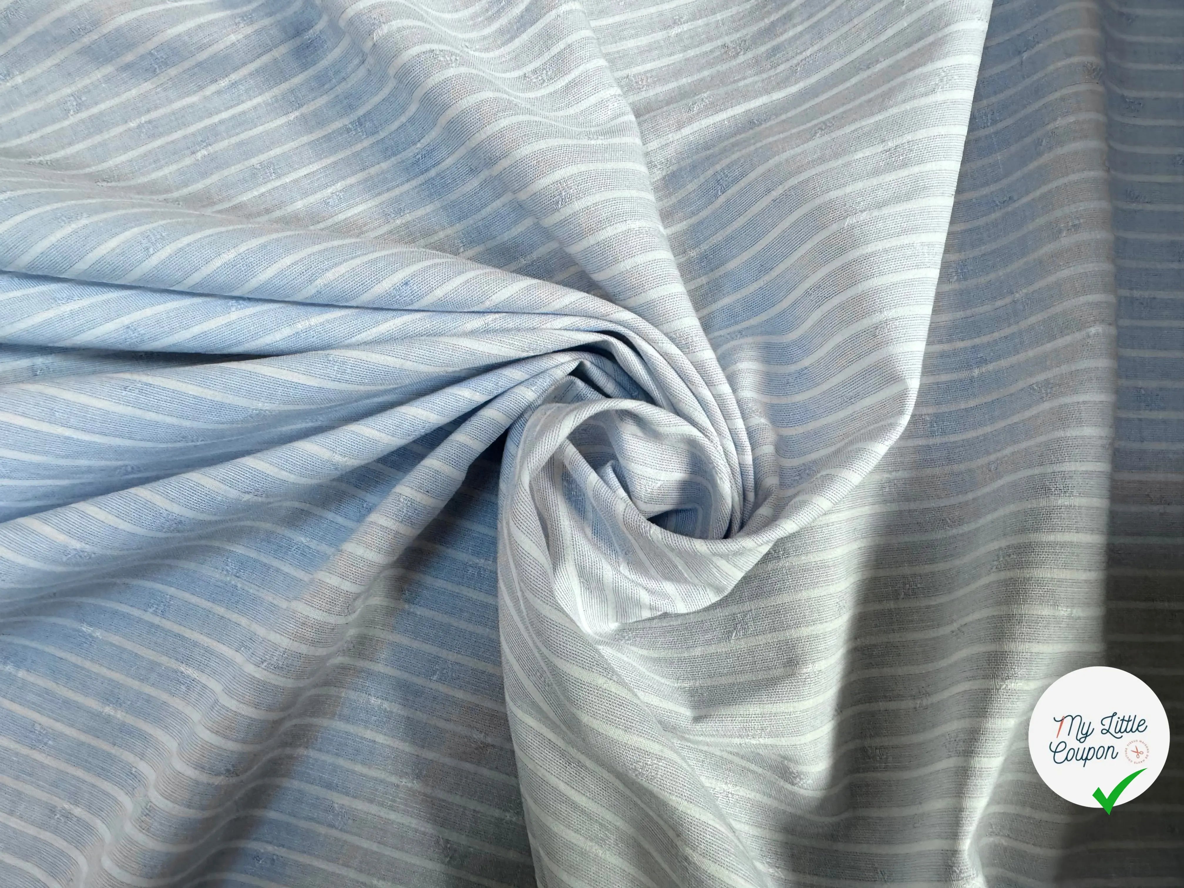 TISSU CHEMISE COTON FACONNE PETITES FLEURS AVEC RAYURES - My Little Coupon